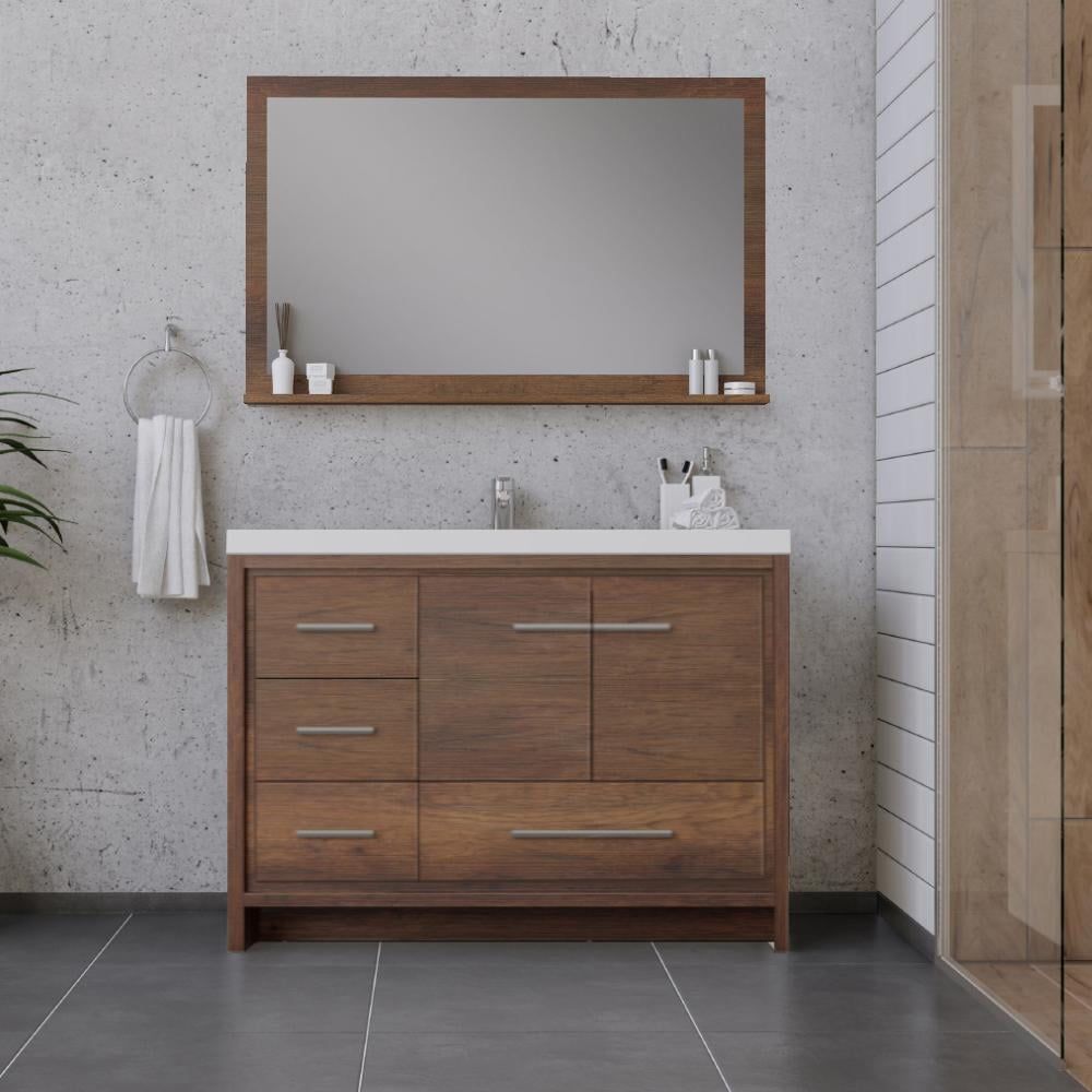 Rosewood 42" Freestanding Bathroom Vanity with White Solid Surface Sink