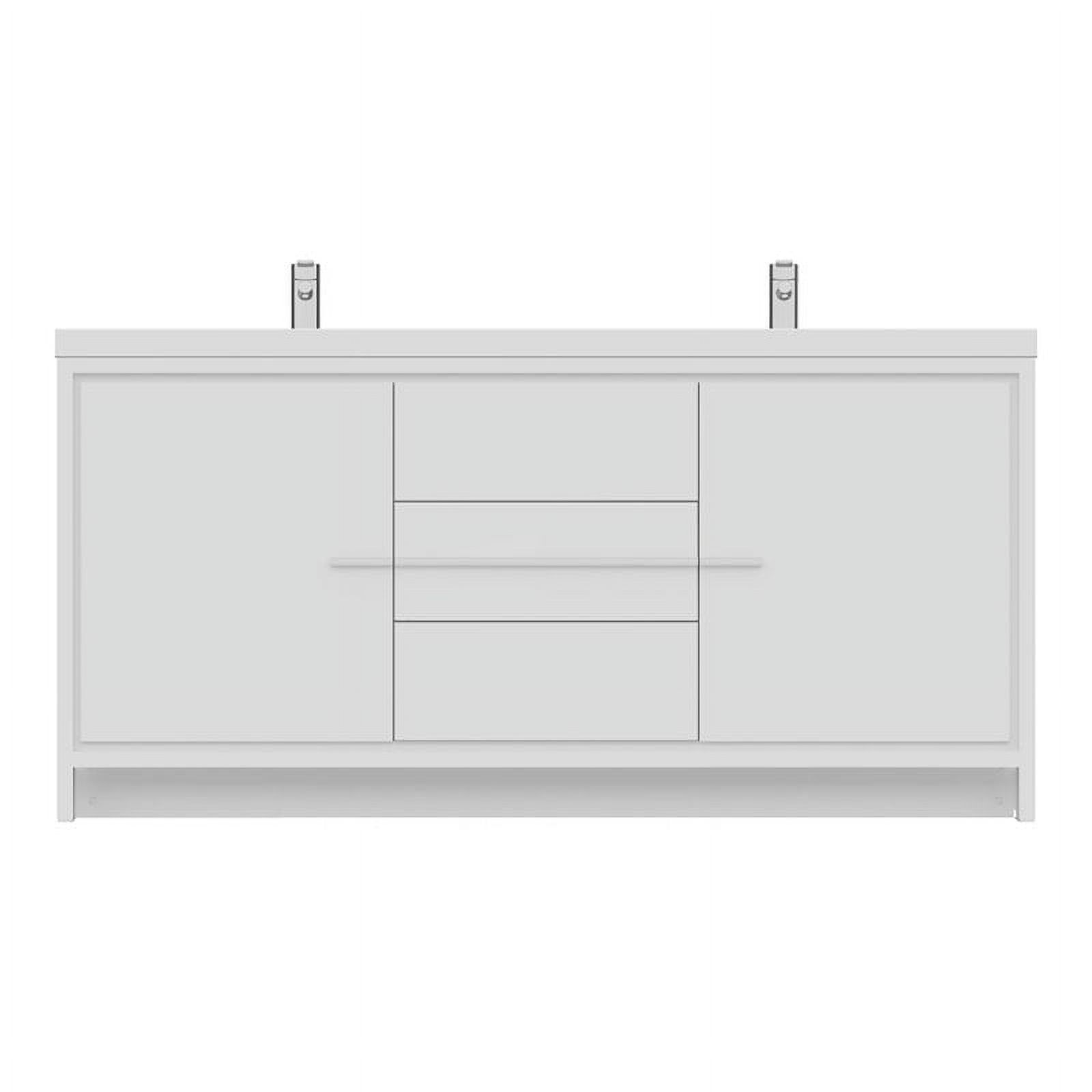 Alya 72" White MDF Double Sink Freestanding Bathroom Vanity