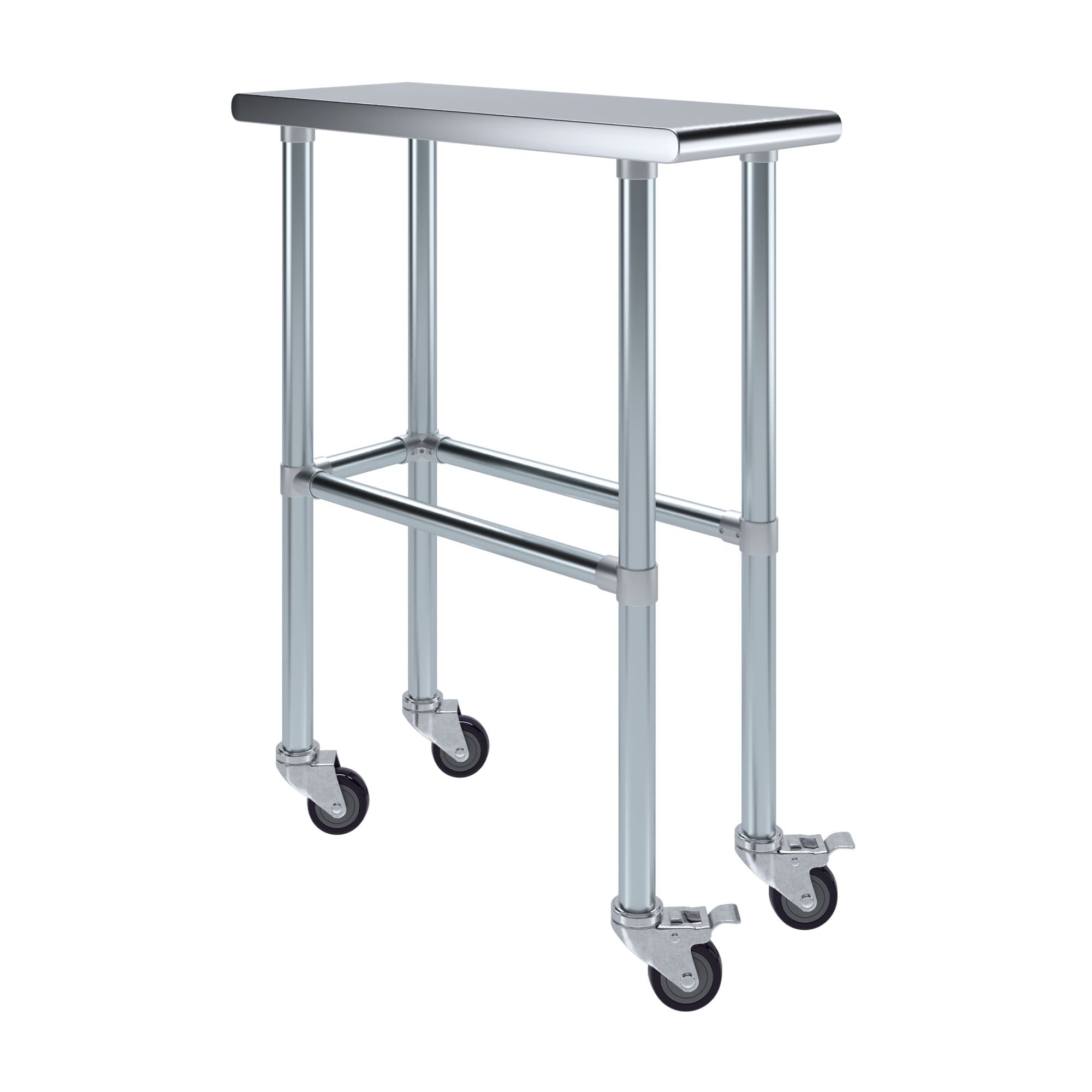 12" x 30" Stainless Steel Mobile Utility Table with Undershelf