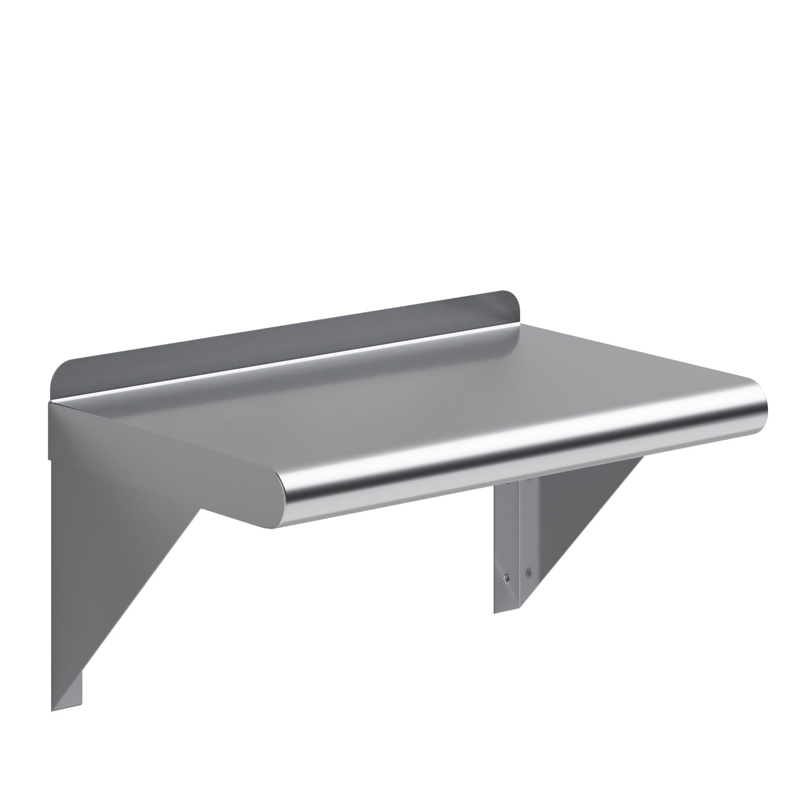 16" Stainless Steel Wall Shelf with Brackets and Backsplash