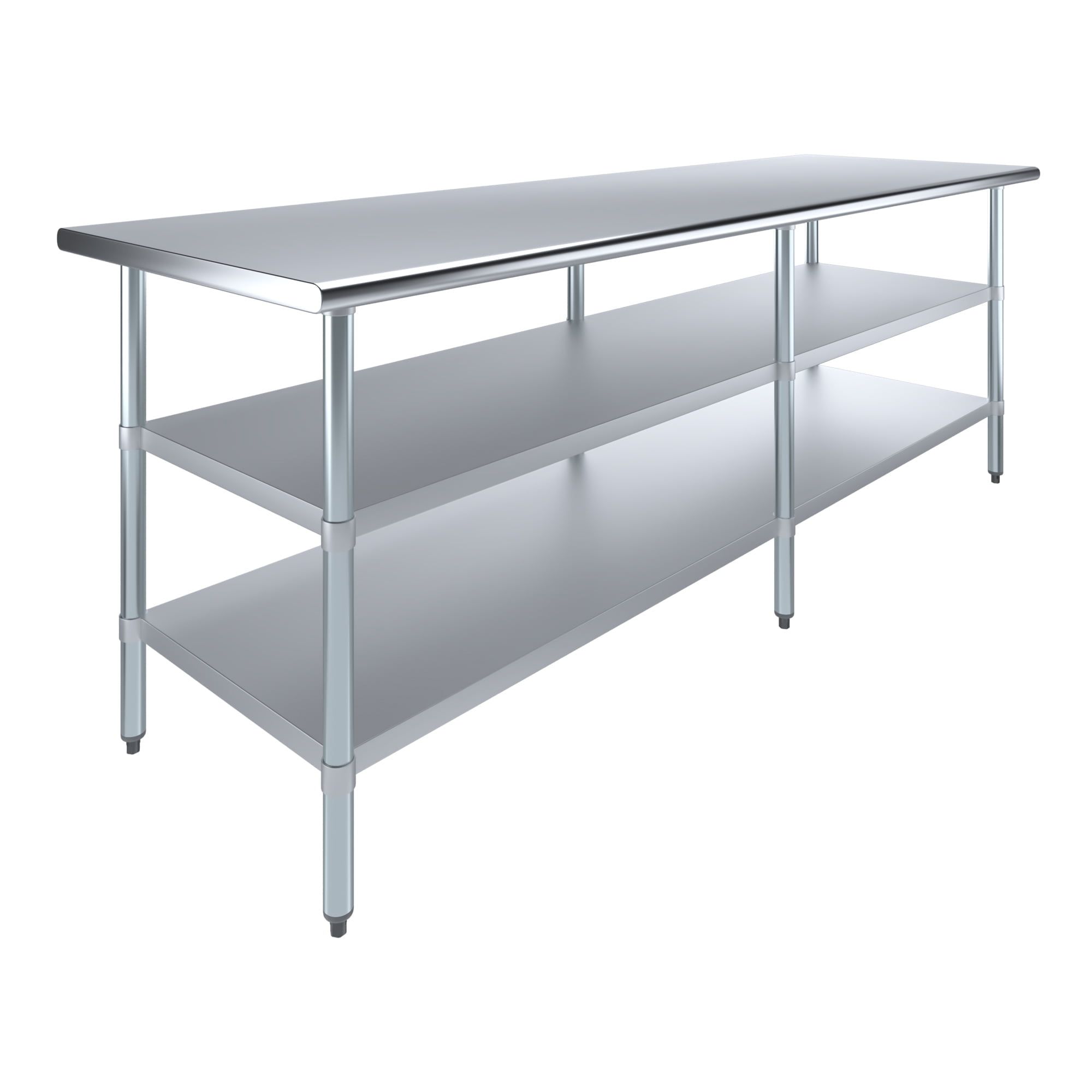 96" Long Stainless Steel Commercial Work Table with Galvanized Undershelf