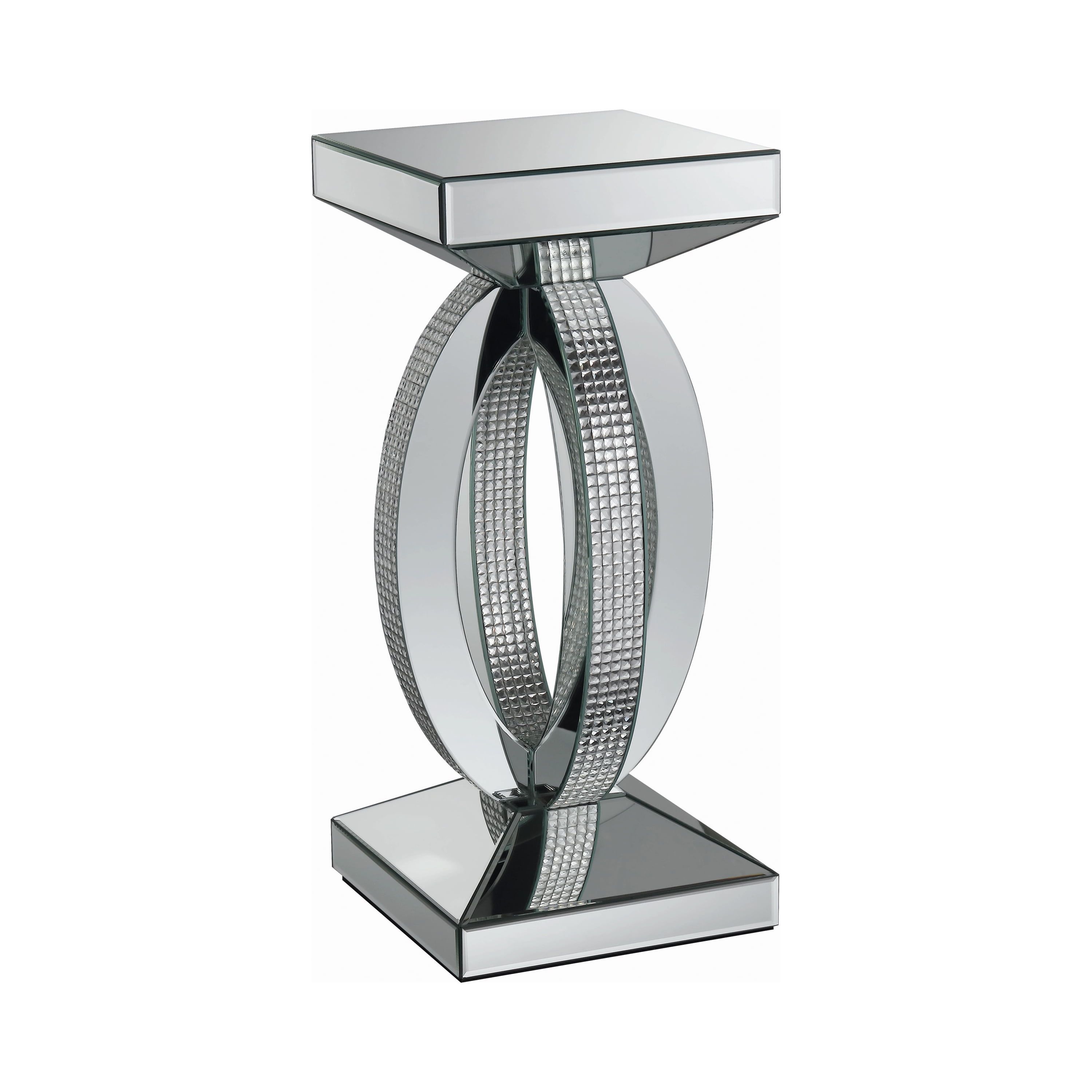 Amalia 12" Silver Glass and MDF Square End Table