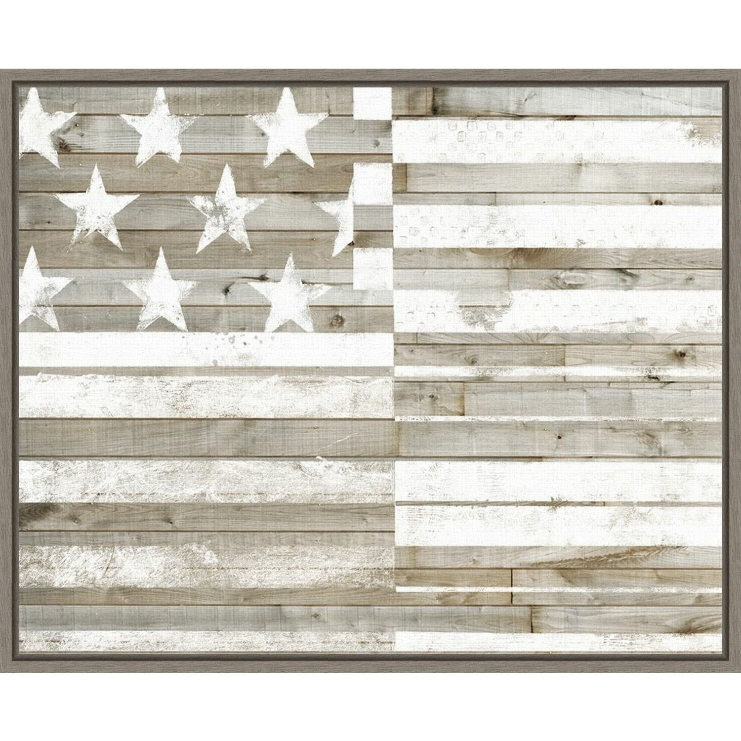 Rustic American Flag Framed Canvas Wall Art, 16" x 20"