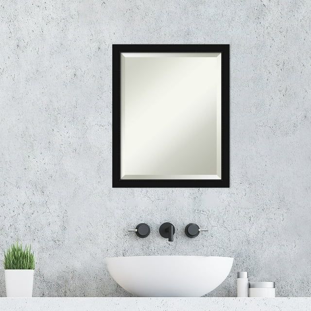 Classic Black Beveled Glass Rectangular Wall Bath Mirror