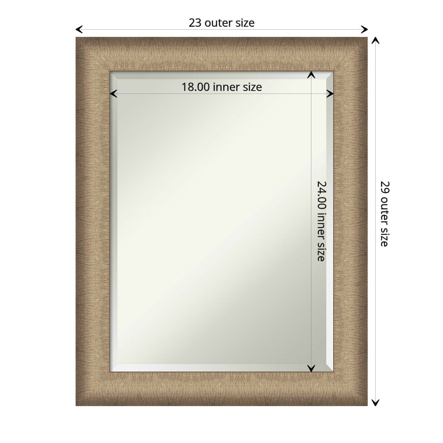 Elegant Brushed Bronze Rectangular Vanity Mirror 23 x 29 in