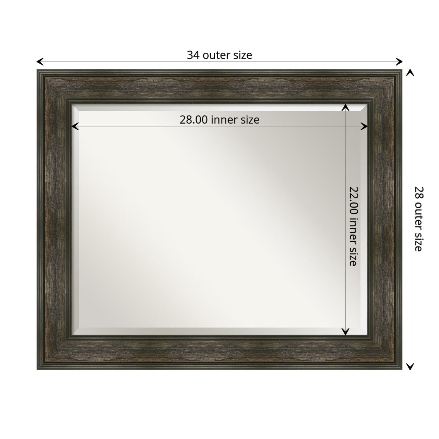 Rail Rustic Char Rectangular Bronze and Silver Bathroom Mirror 34 x 28 in