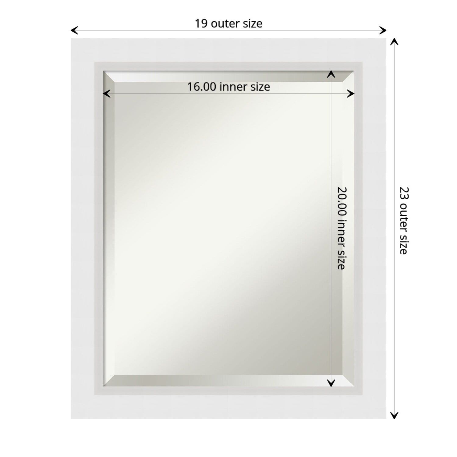 Blanco White Beveled Wood Bathroom Wall Mirror