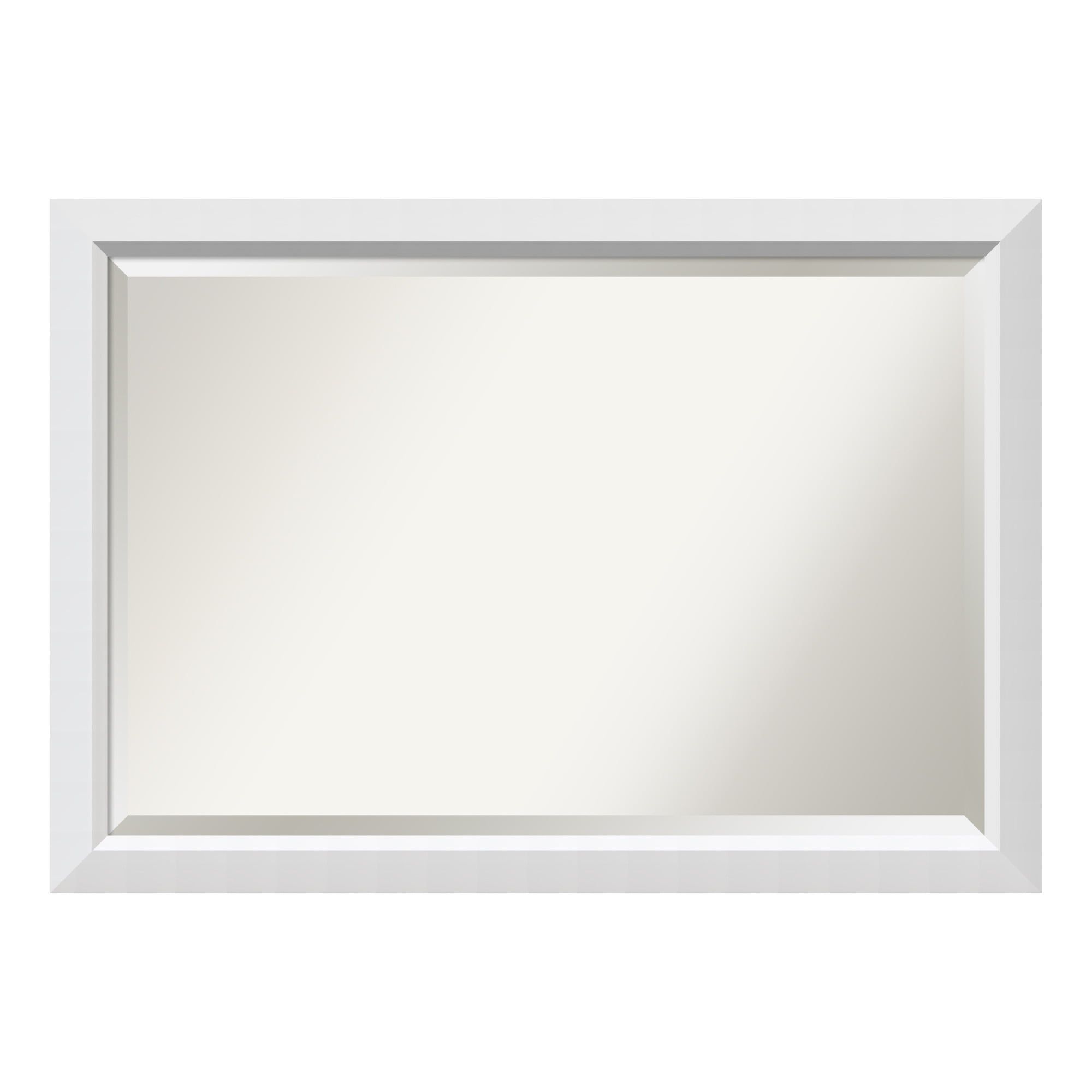 Blanco White Rectangular Wood Wall-Mounted Bathroom Vanity Mirror