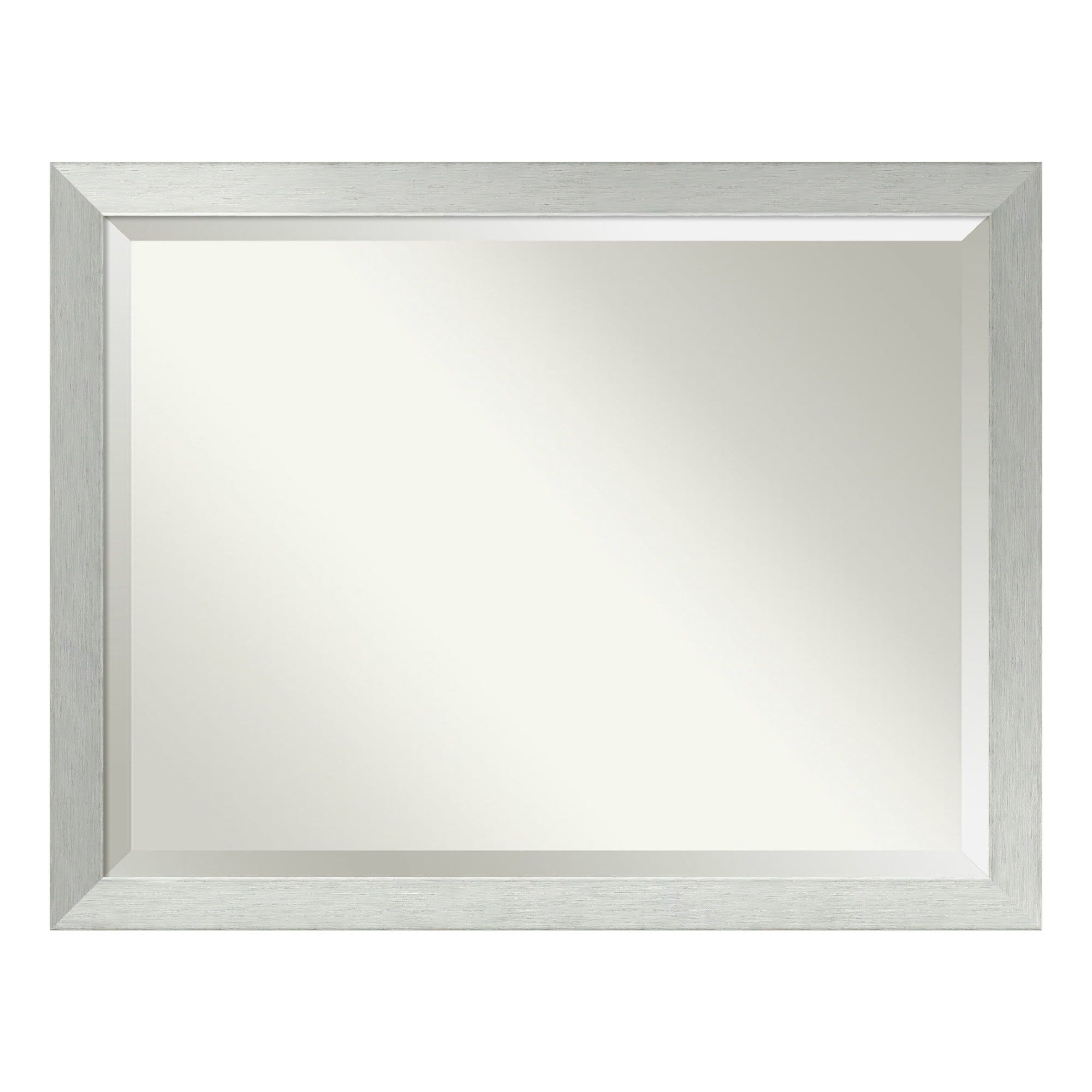 Brushed Sterling Silver 44" x 34" Wood Bathroom Vanity Mirror