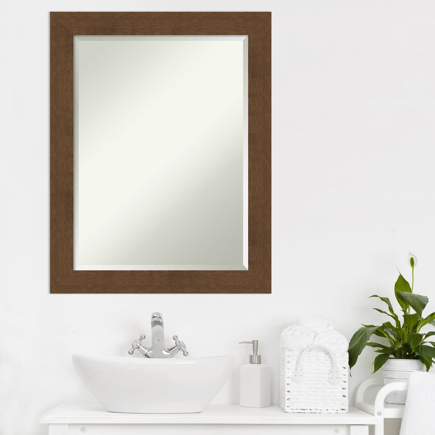 Carlisle Brown 22 x 28 Inch Wood Bathroom Vanity Mirror