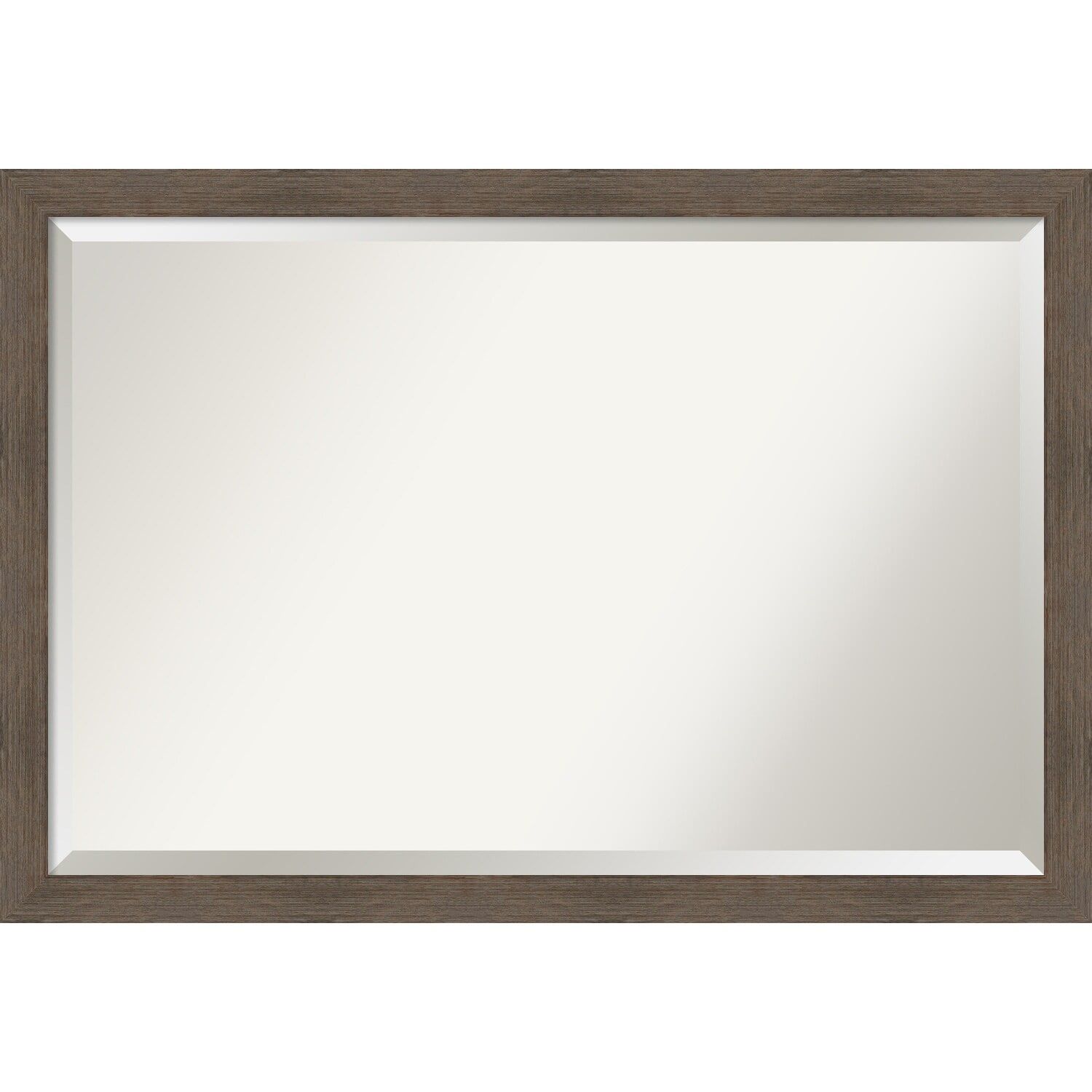 Hardwood Mocha Beveled Rectangular Bathroom Vanity Mirror