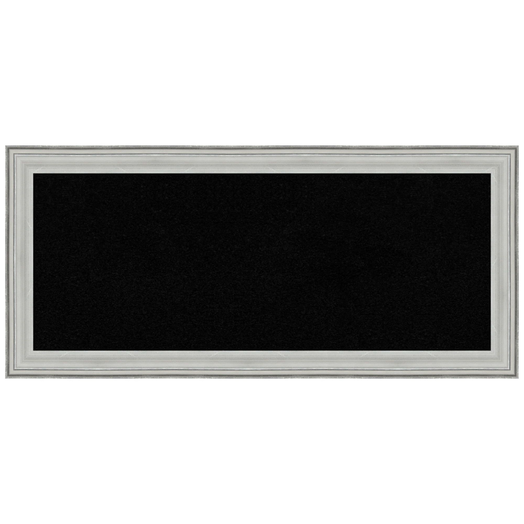 Black Cork Bulletin Board with Silver Wood Frame, 30x12