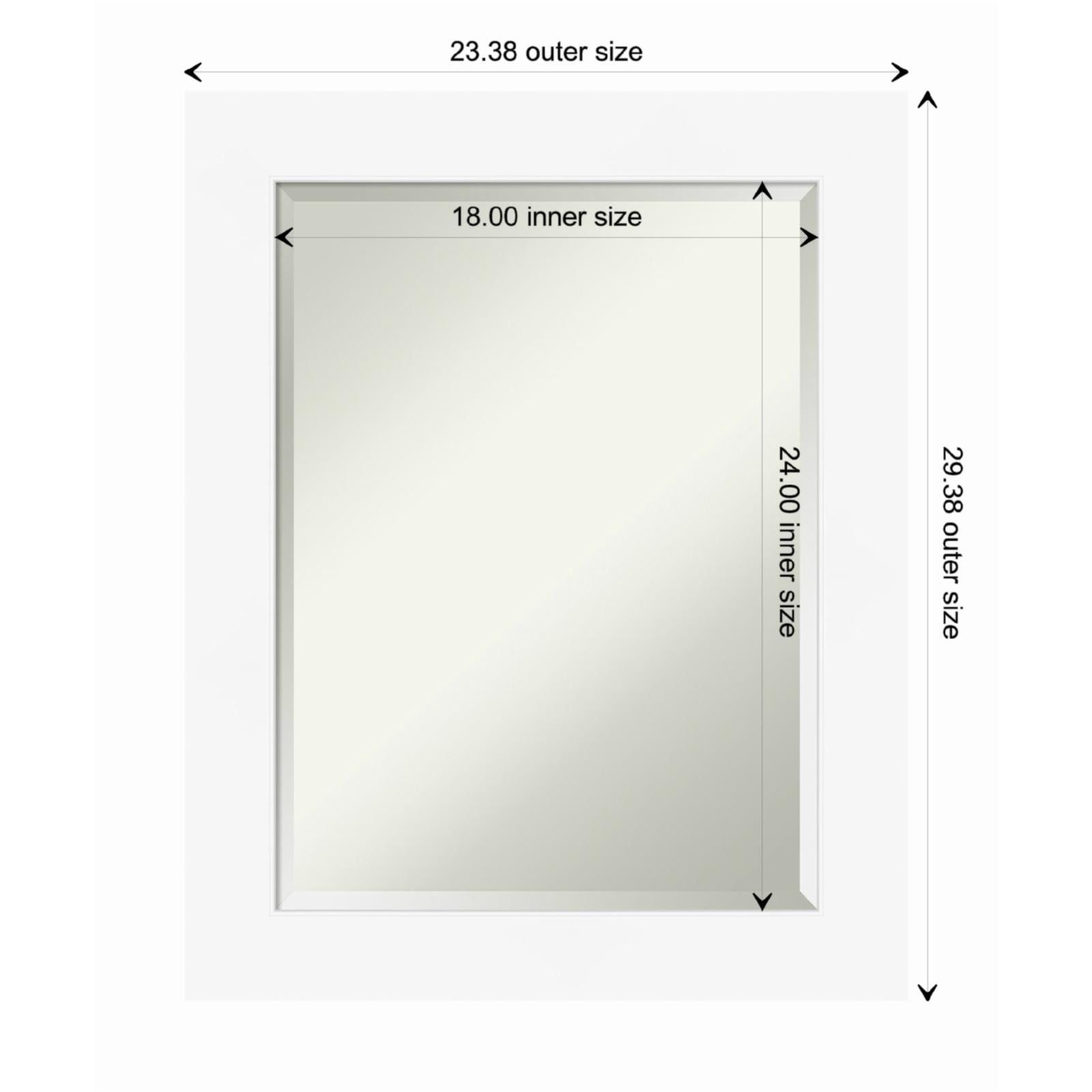 Cabinet White Sleek Rectangular Bathroom Wall Mirror - 23.5 x 29.5 in