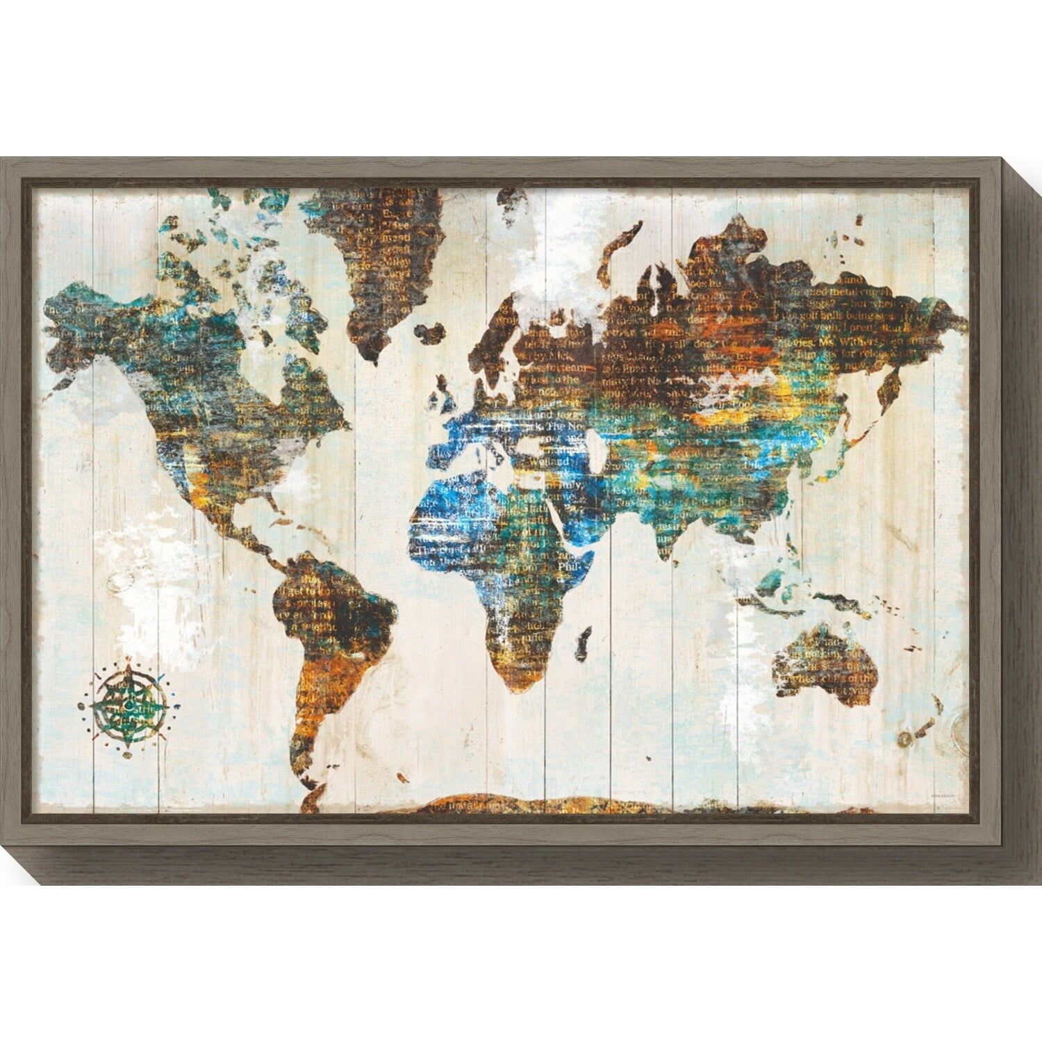 Gray Framed World Map Canvas Art Print