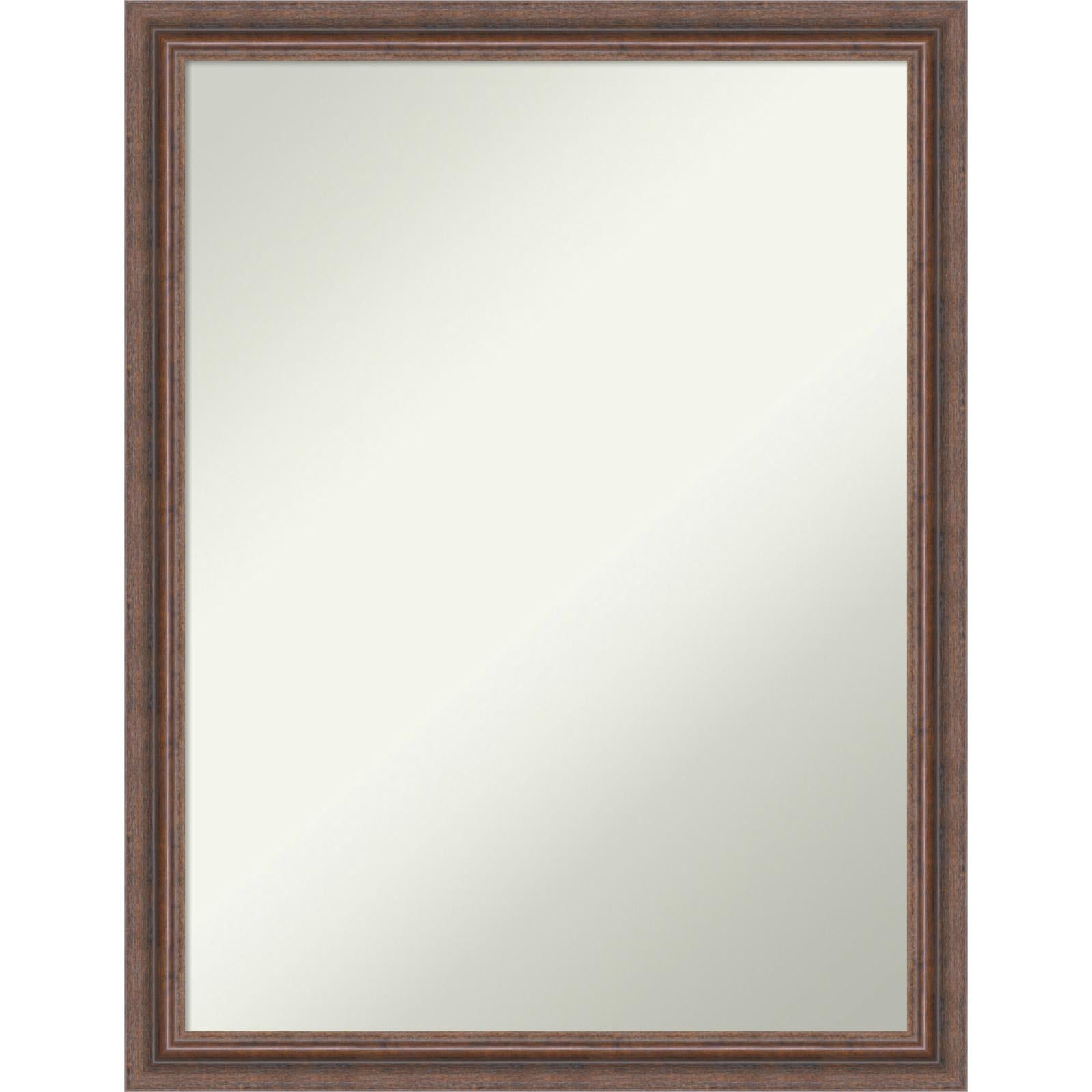 Rustic Brown Wood Medium Vanity Mirror with Distressed Finish - 20.5 x 26.5 in