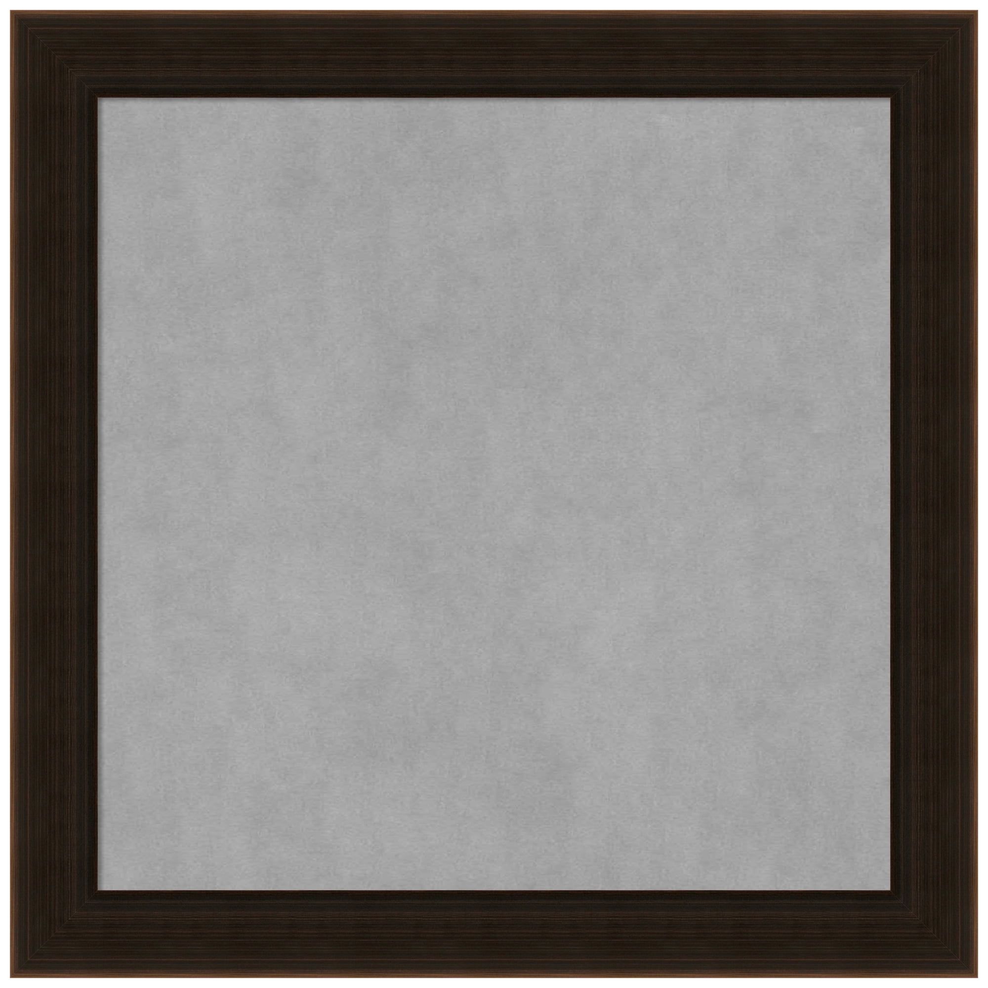 Espresso Brown Wood Framed Grey Metal Magnetic Board 12x12