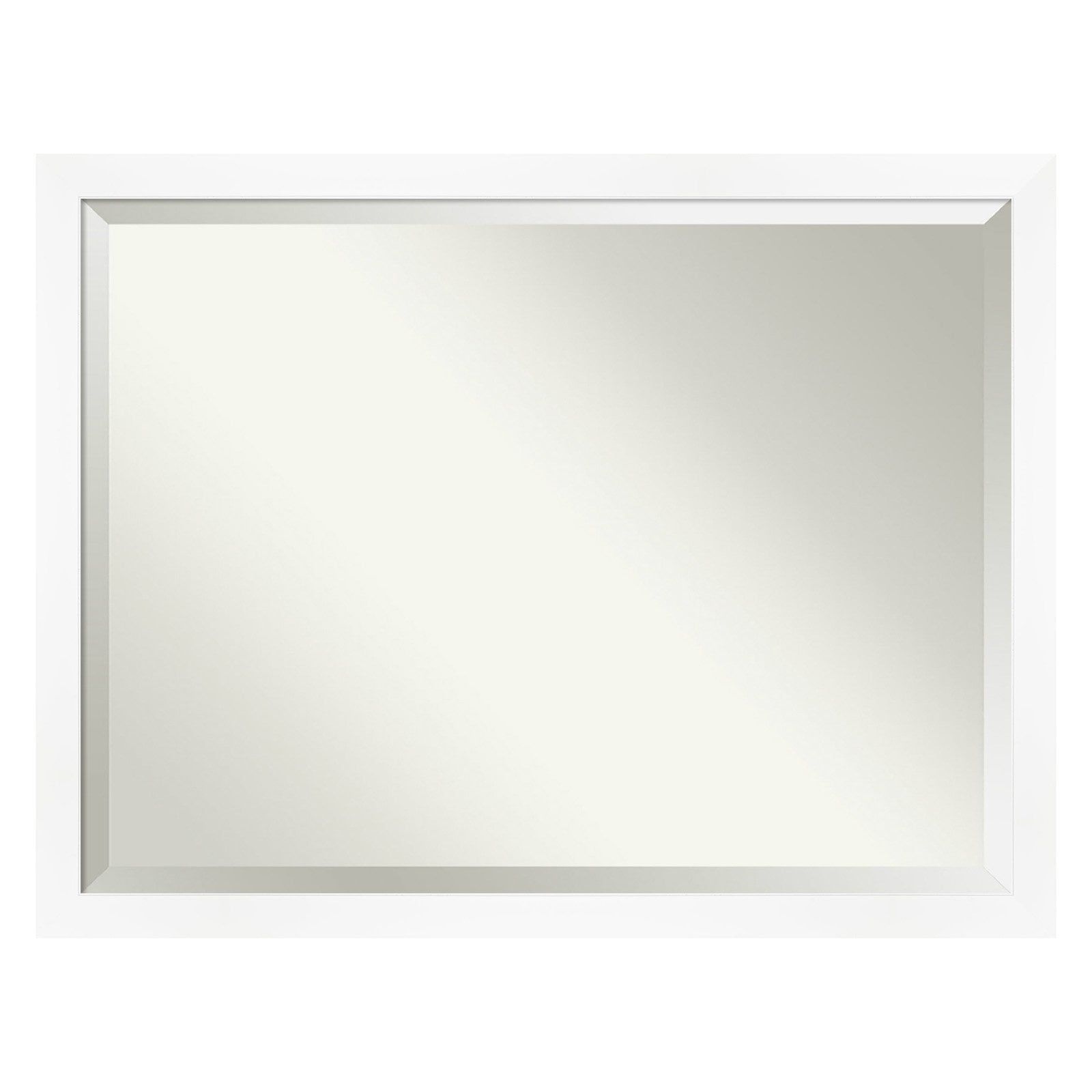 Contemporary White Flat-Framed 19x23 Bathroom Wall Mirror