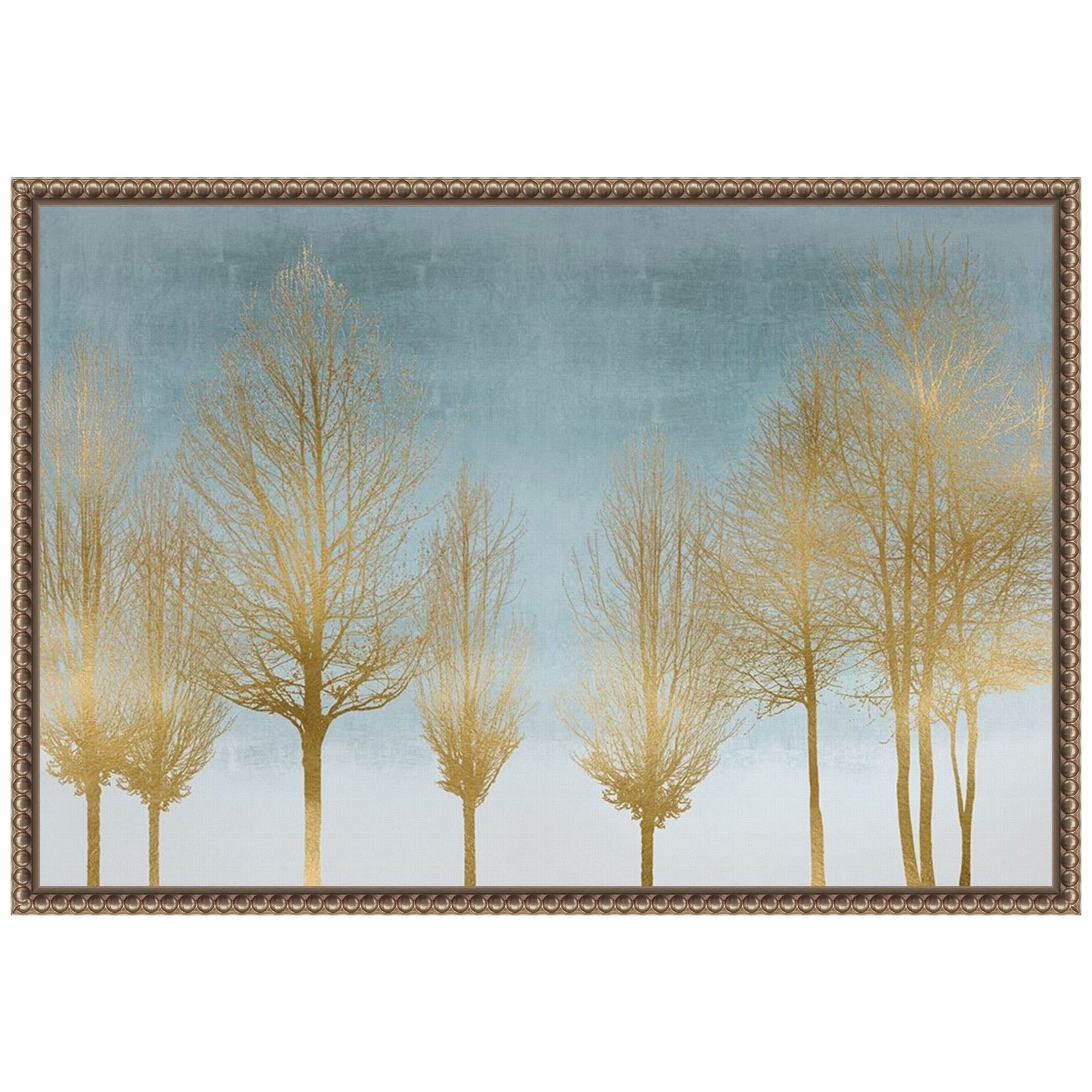 Gold Forest on Aqua Framed Canvas Wall Art, 23 x 16