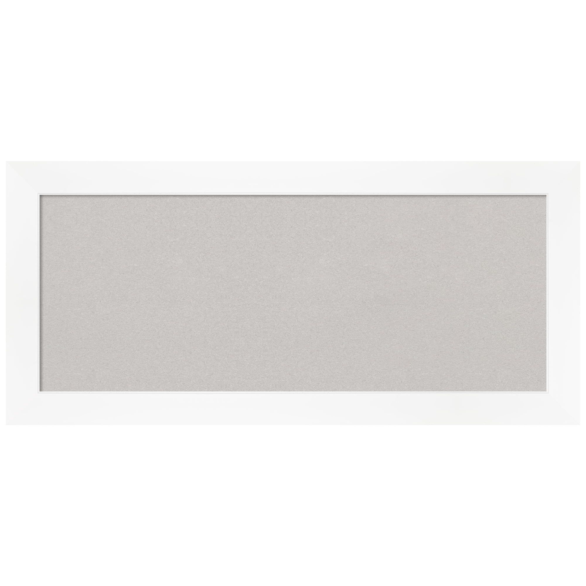 Modern Grey Cork Bulletin Board with White Plastic Frame, 30x12