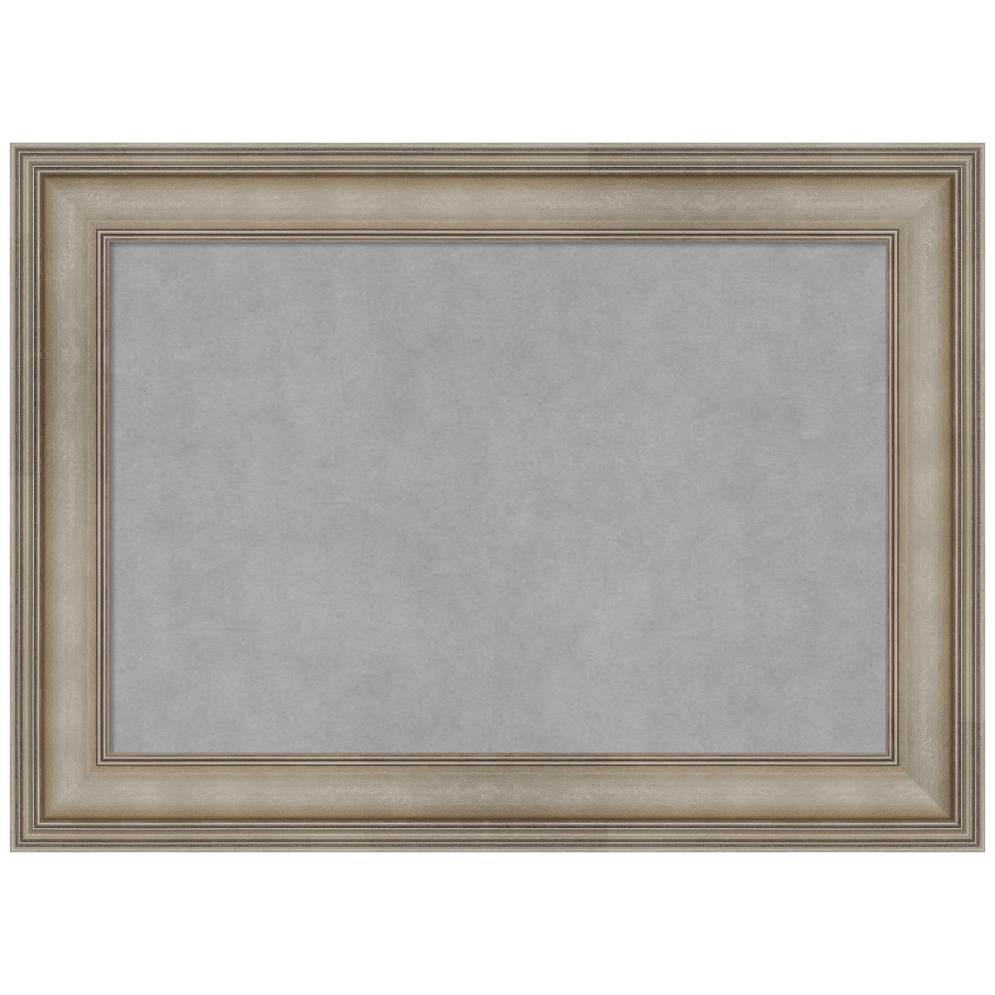 Grey and Antique Silver Wood Framed Magnetic Memo Board