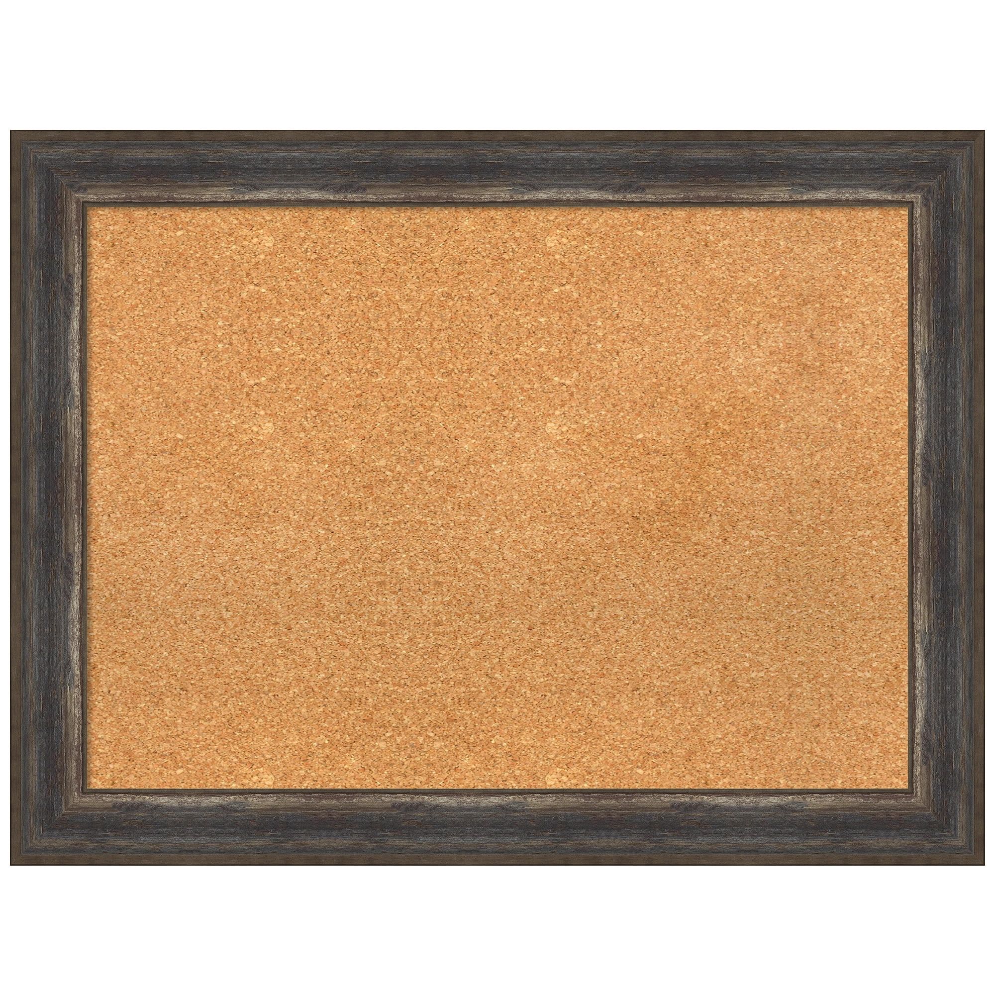 Alta Rustic Char Natural Cork Bulletin Board with Plastic Frame, 28x20