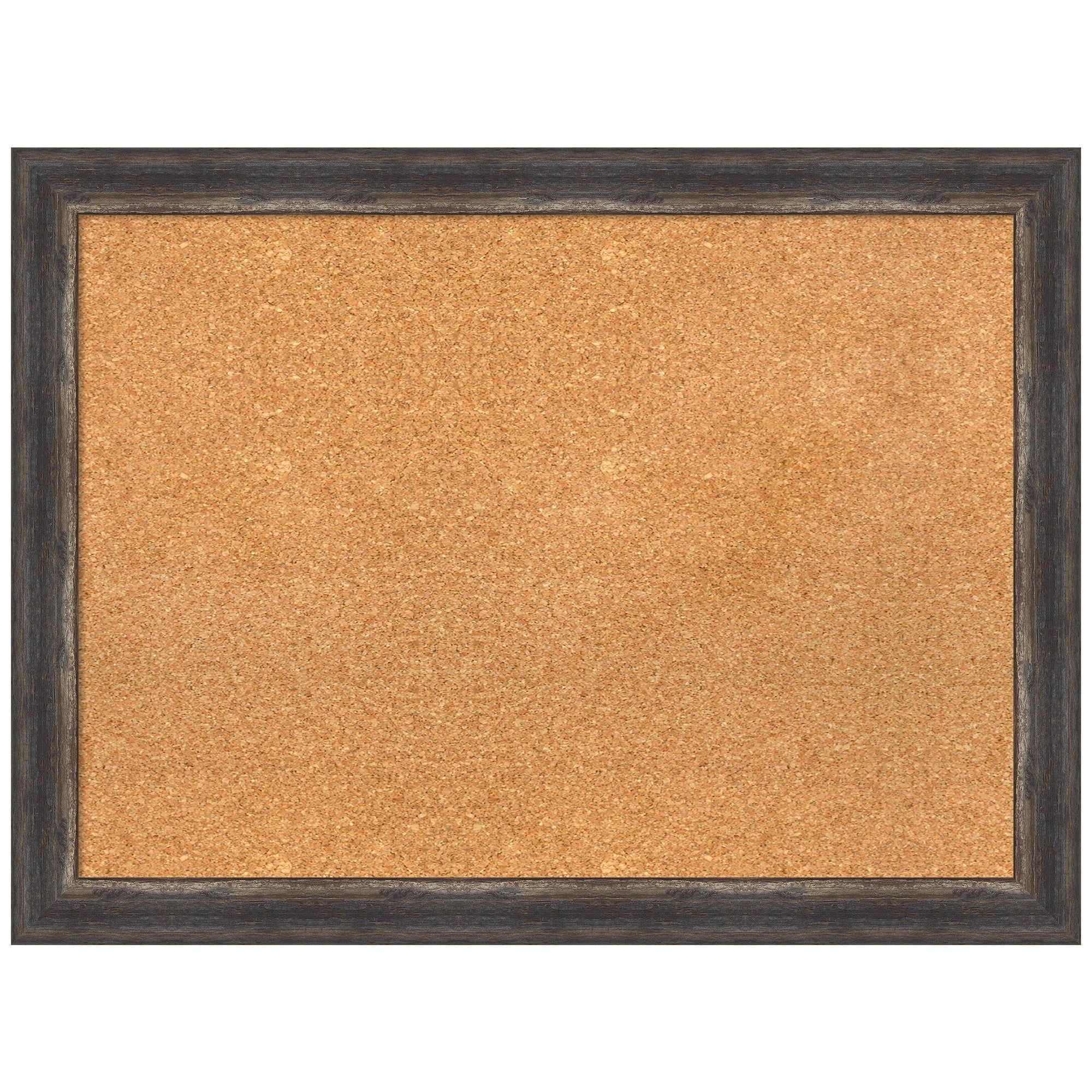 Natural Cork Board with Bark Rustic Char Polystyrene Frame, 31" x 23"
