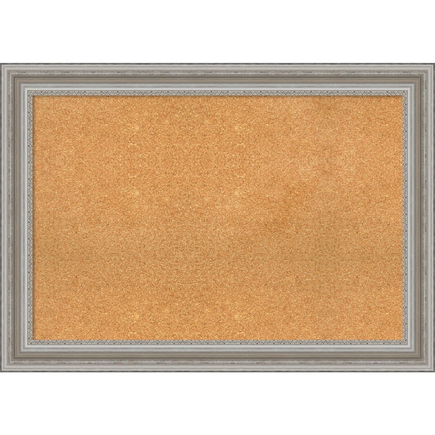 Parlor Silver Framed Natural Cork Bulletin Board 42" x 30"