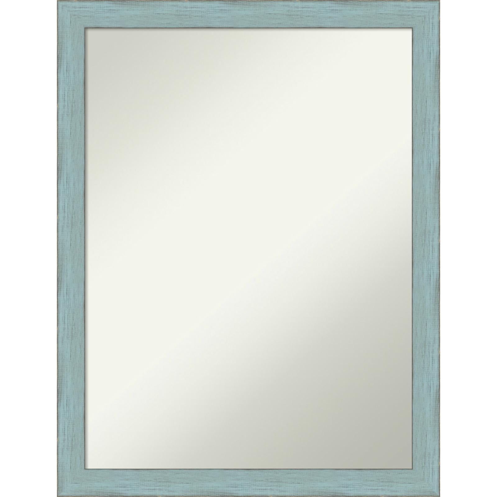 Sky Blue Rustic Wood Framed Bathroom Vanity Mirror