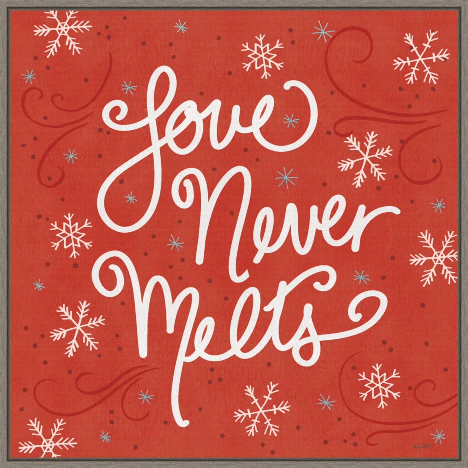 Love Never Melts Red Framed Canvas Print