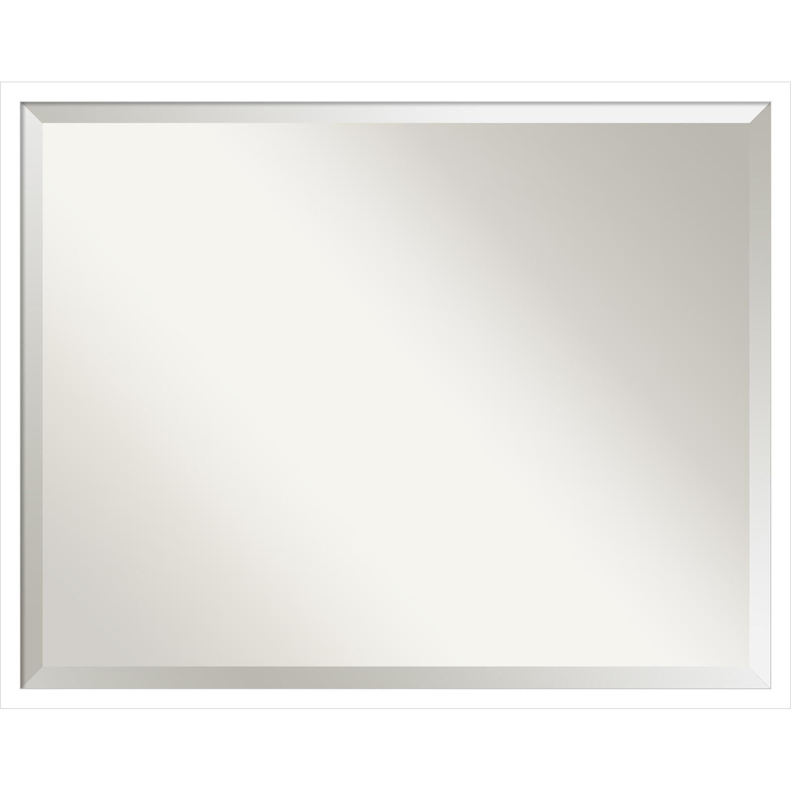 Svelte White Beveled Wood Wall Mirror 21x17