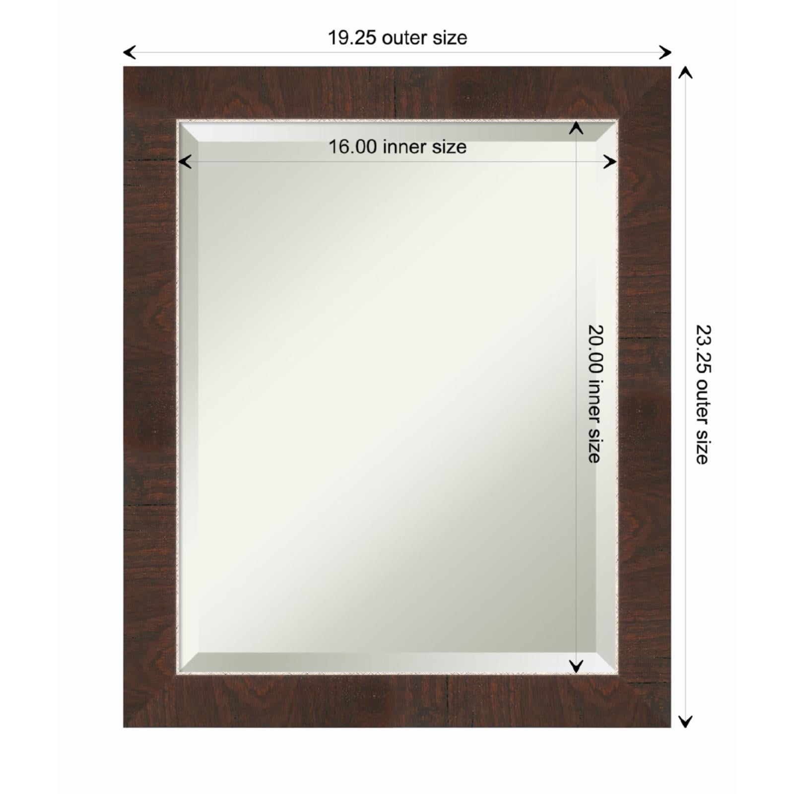 Elegant Full-Length Rectangular Wood Mirror with Silver Accents