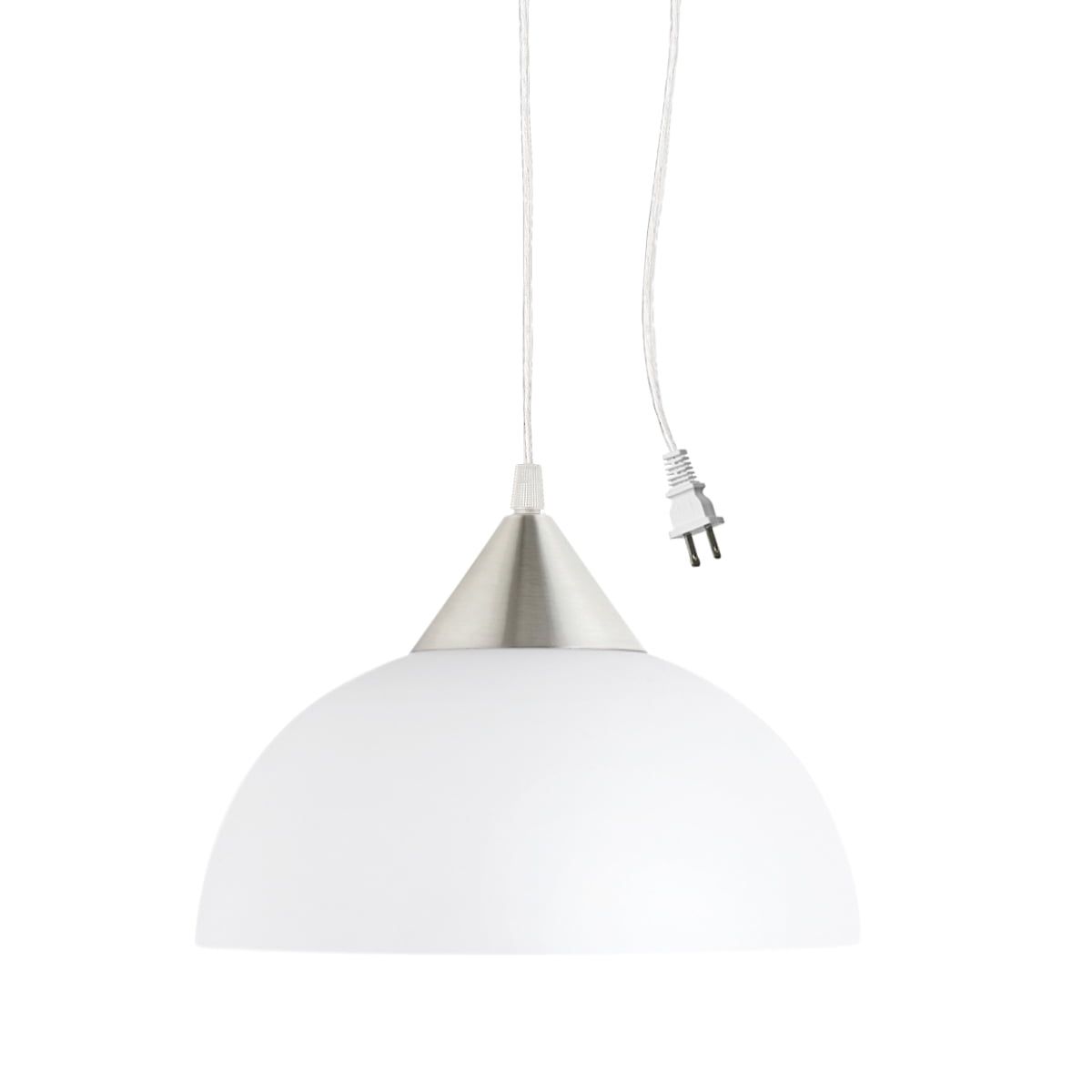 Amaris Brushed Nickel 1-Light White Globe Plug-In Pendant