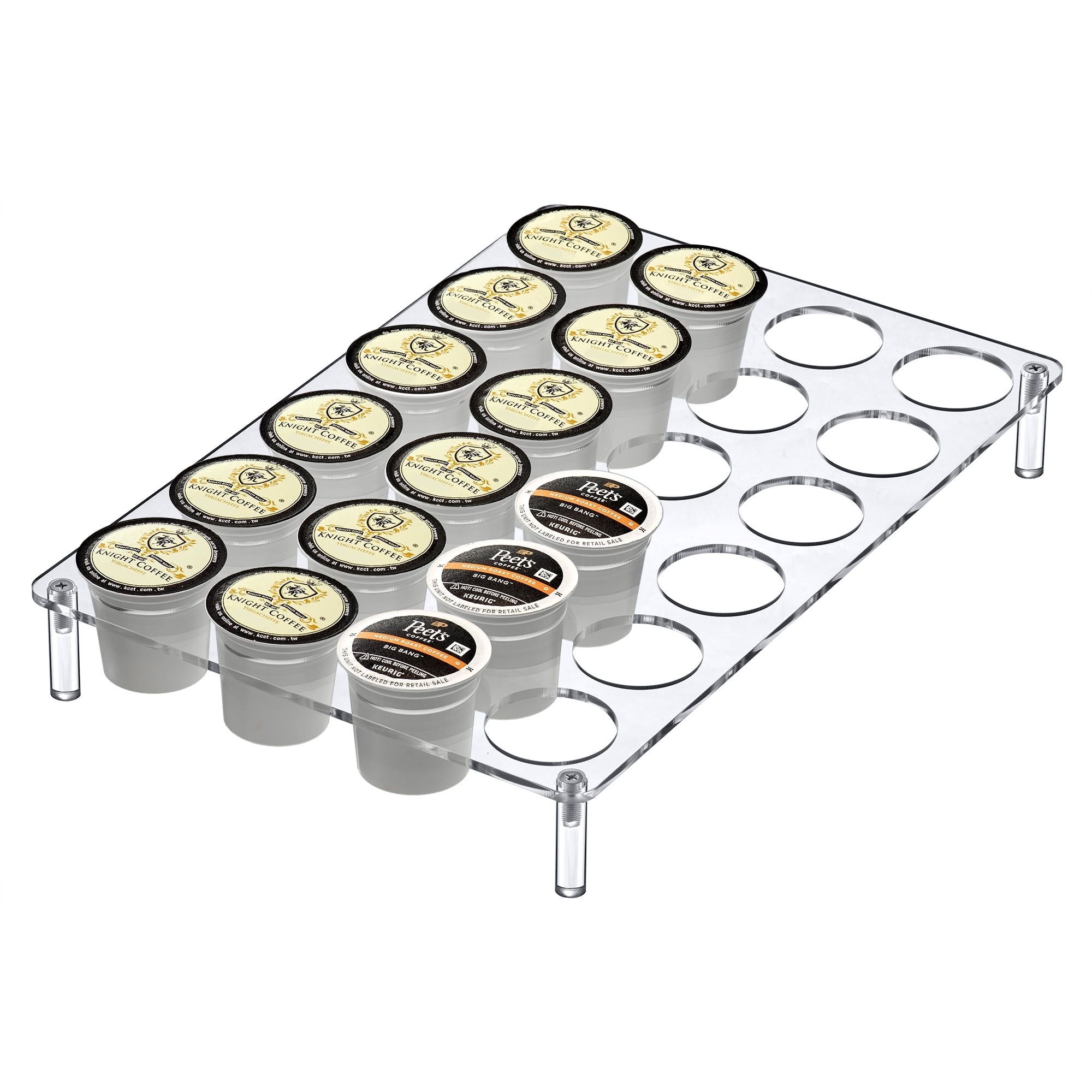 Clear Acrylic 24-Slot Coffee Pod Holder for Countertop or Drawer