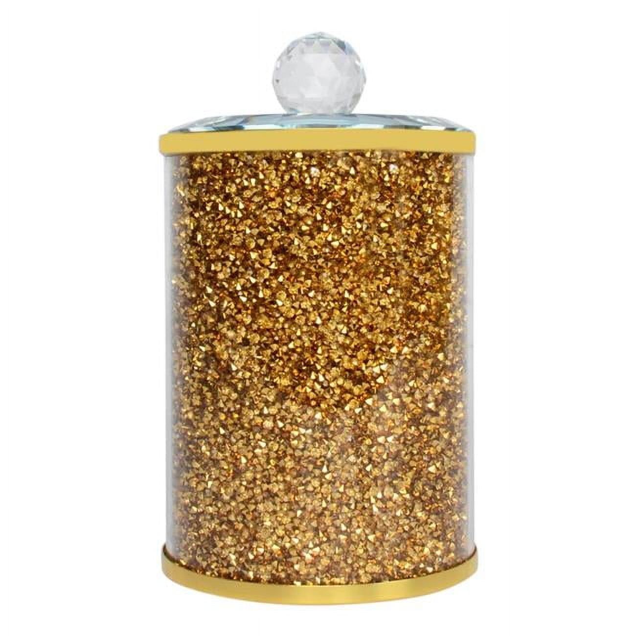 Ambrose Gold Crushed Diamond Glass Canister with Lid