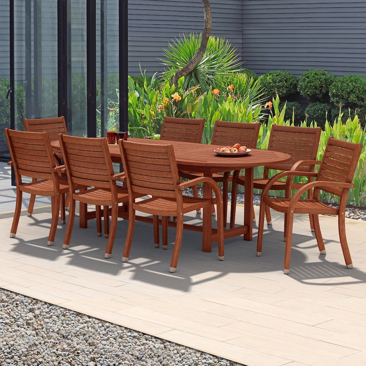 Coastal Charm 9-Piece Oval Eucalyptus Dining Set for 8