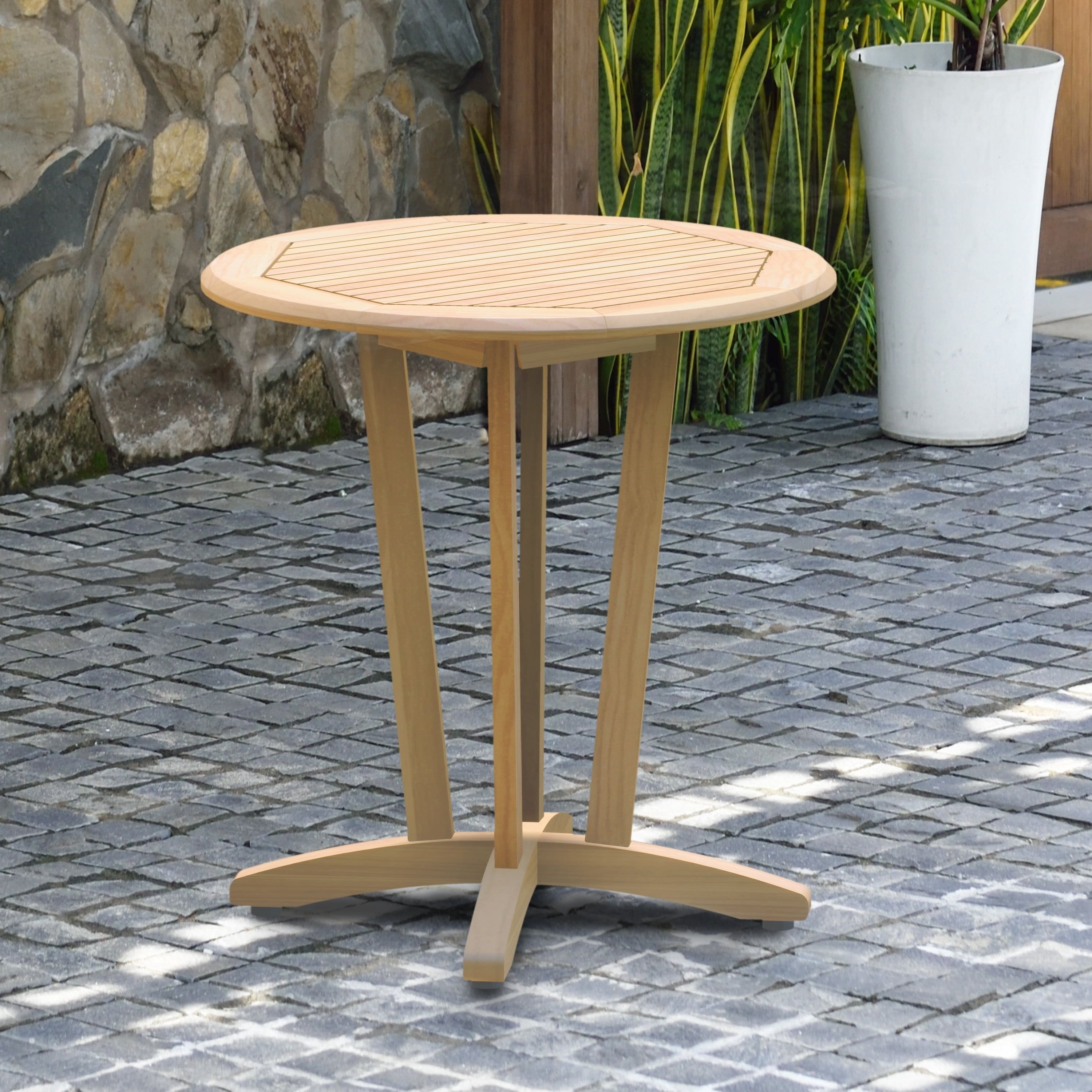 Amazonia Light Brown Teak Round Bistro Table