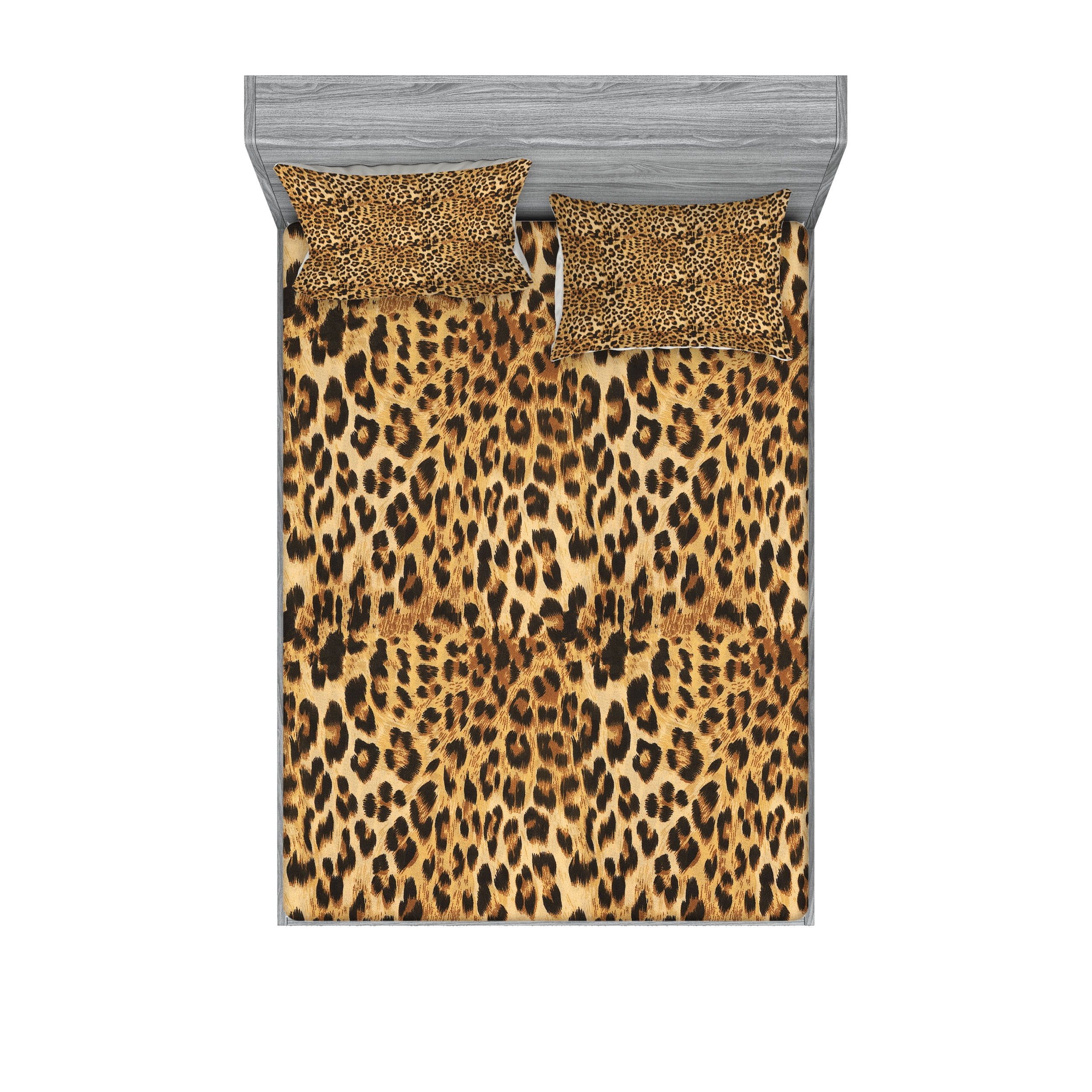 Full Leopard Print Microfiber Bedding Set in Brown