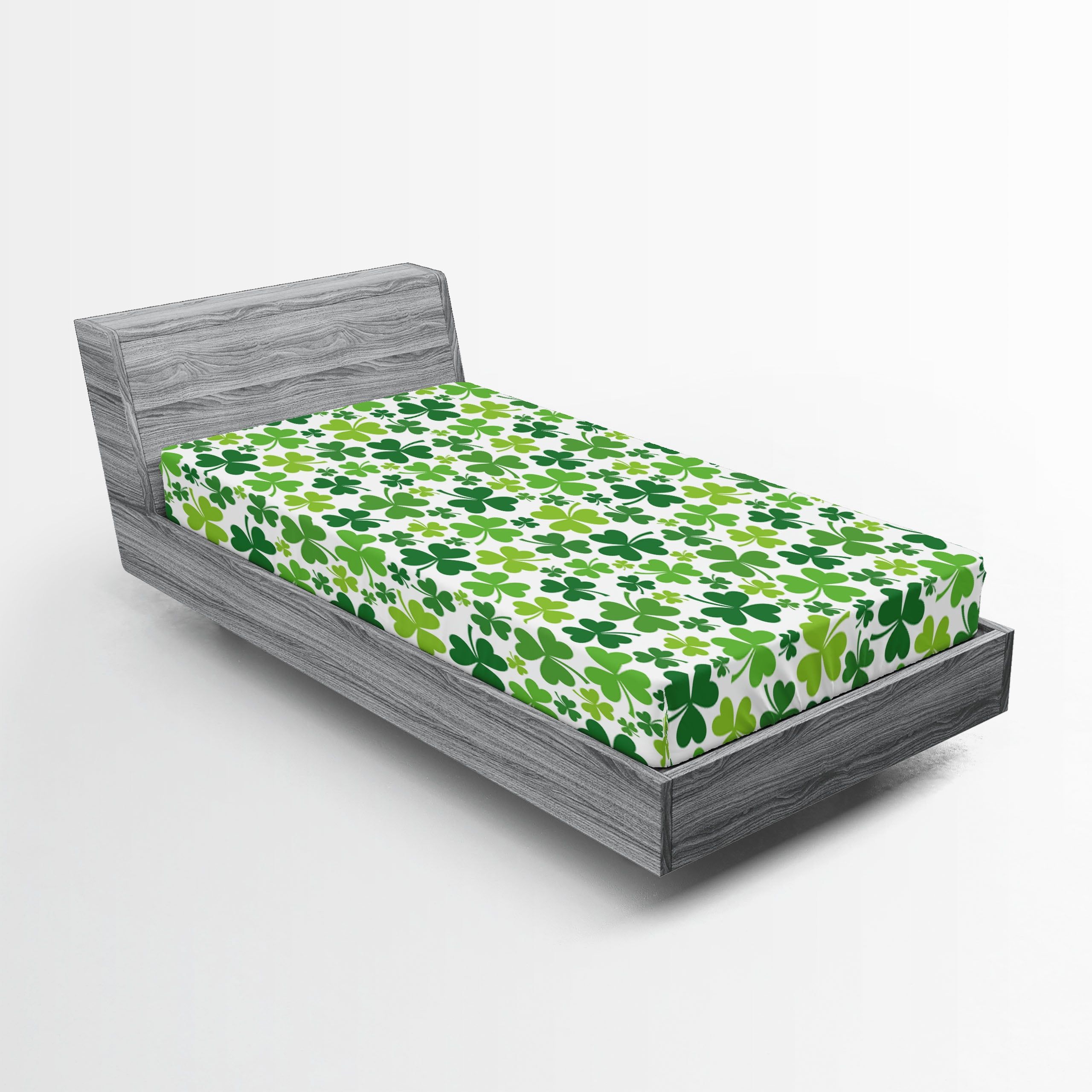 Green Clover Print Microfiber Twin Fitted Sheet