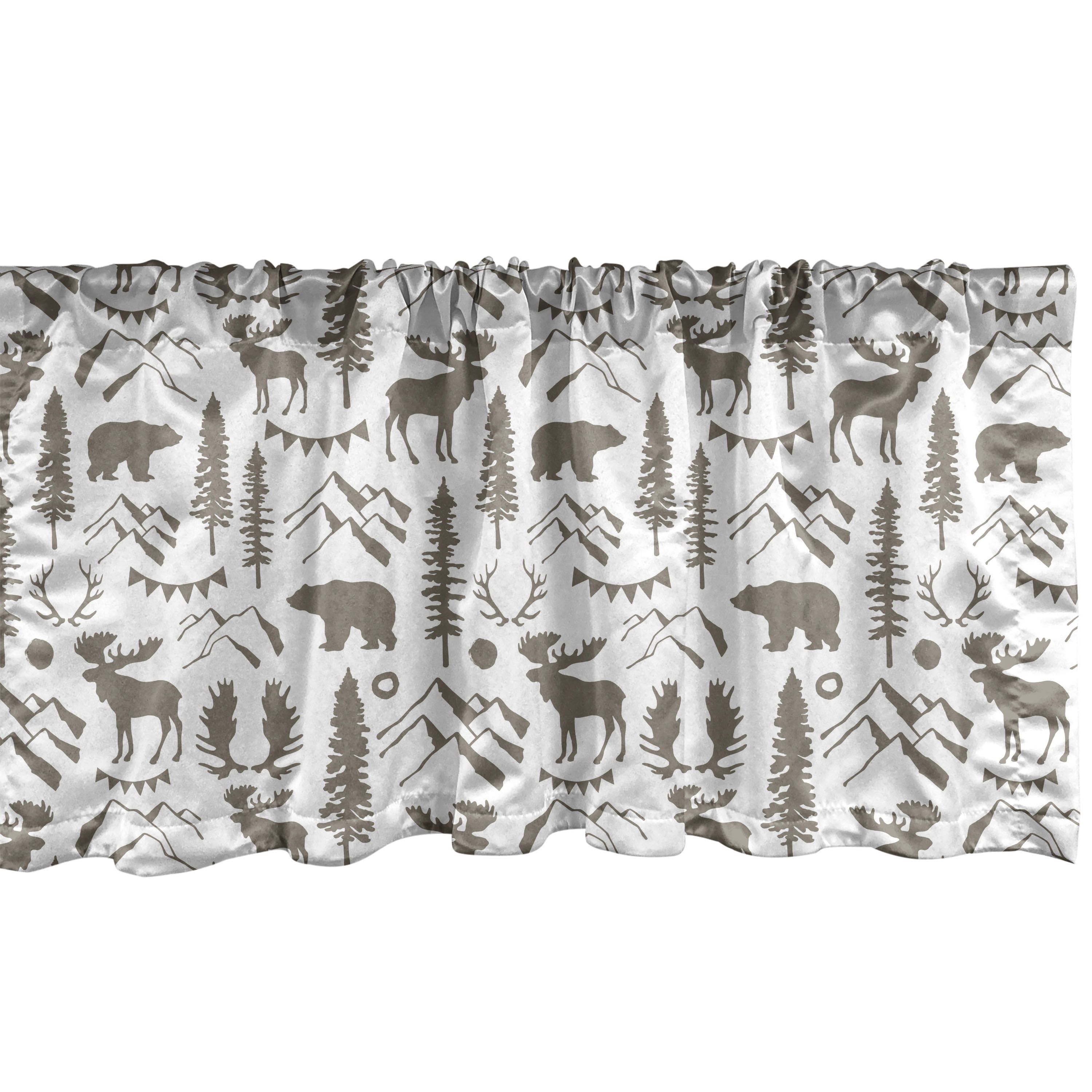 Taupe and White Wildlife Nature Theme Rod Pocket Valance