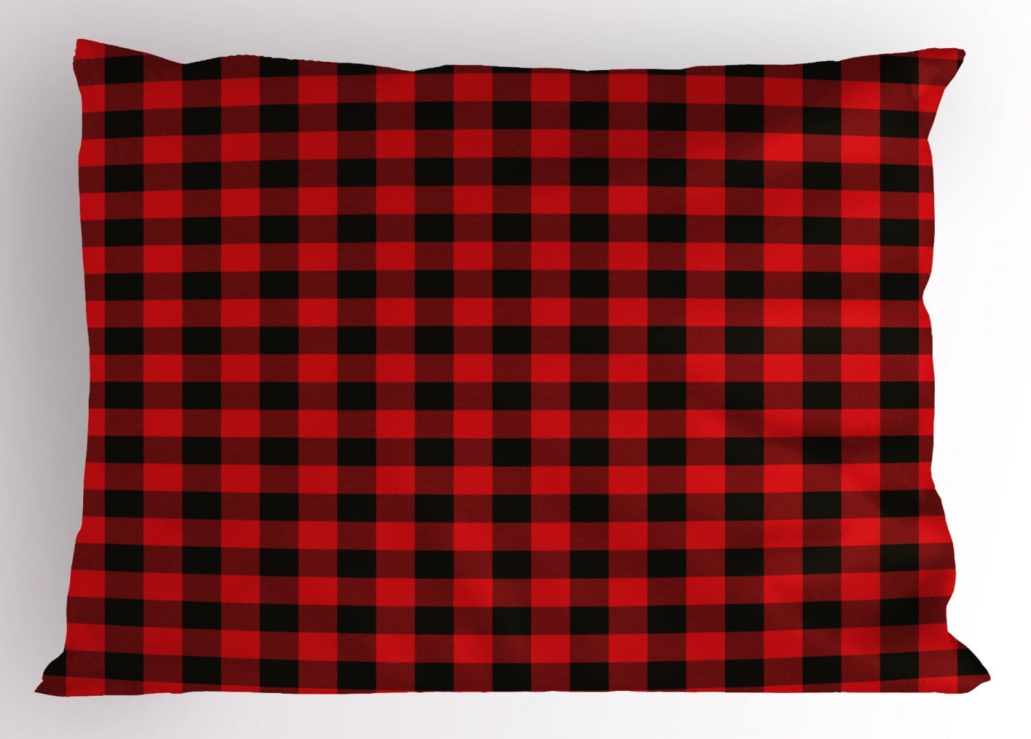 Red and Black Plaid Polyester Standard Pillow Sham