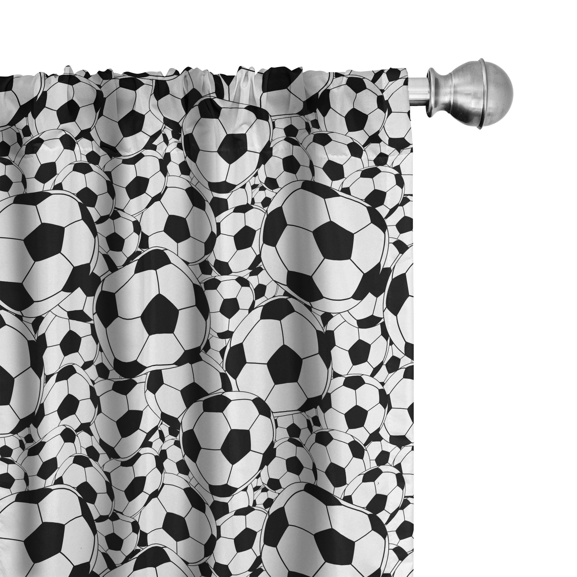 Monochrome Soccer Ball Pattern Black and White Curtain Panels