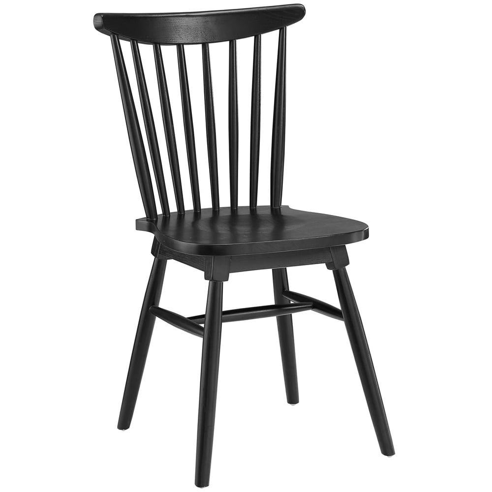 Amble Windsor Black Elm Wood Side Chair with Slat Back