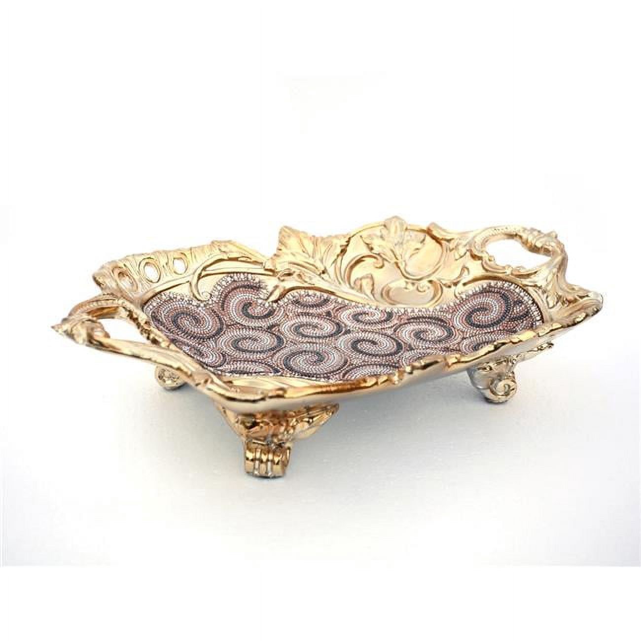 Gold Crystal Embellished Round Ceramic Decorative Plate