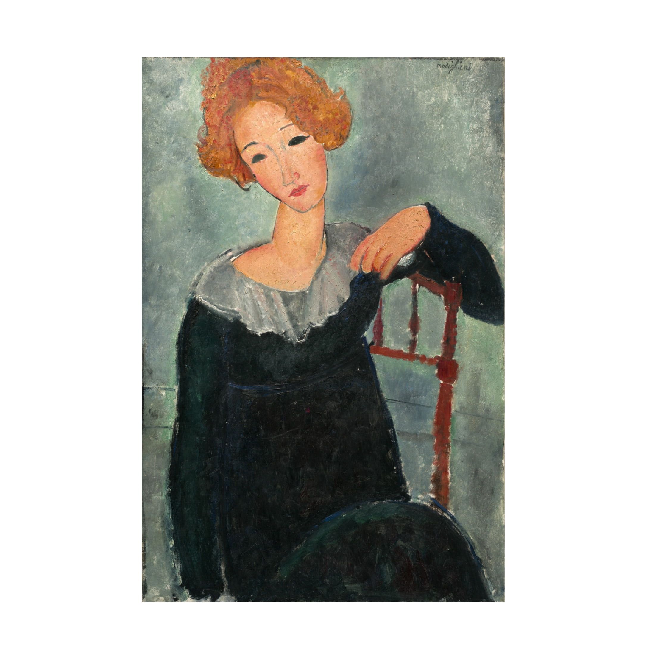 Amedeo Modigliani Woman with Red Hair Canvas Art 30 x 47 Inches