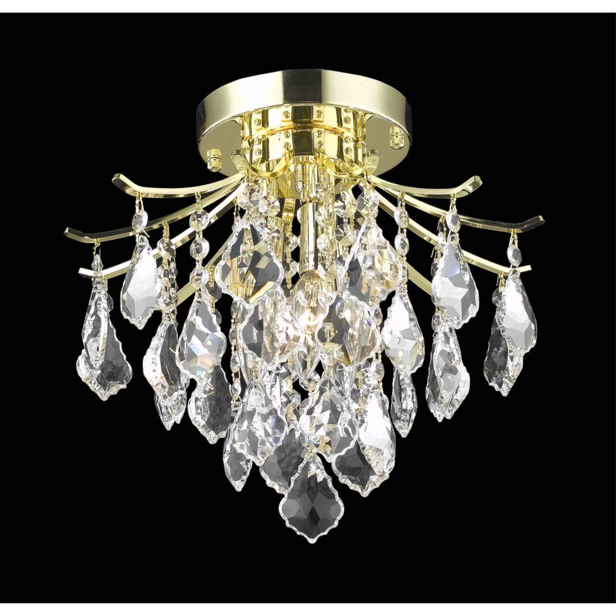 Amelia Gold 12" Flush Mount Ceiling Light with Crystal Accents