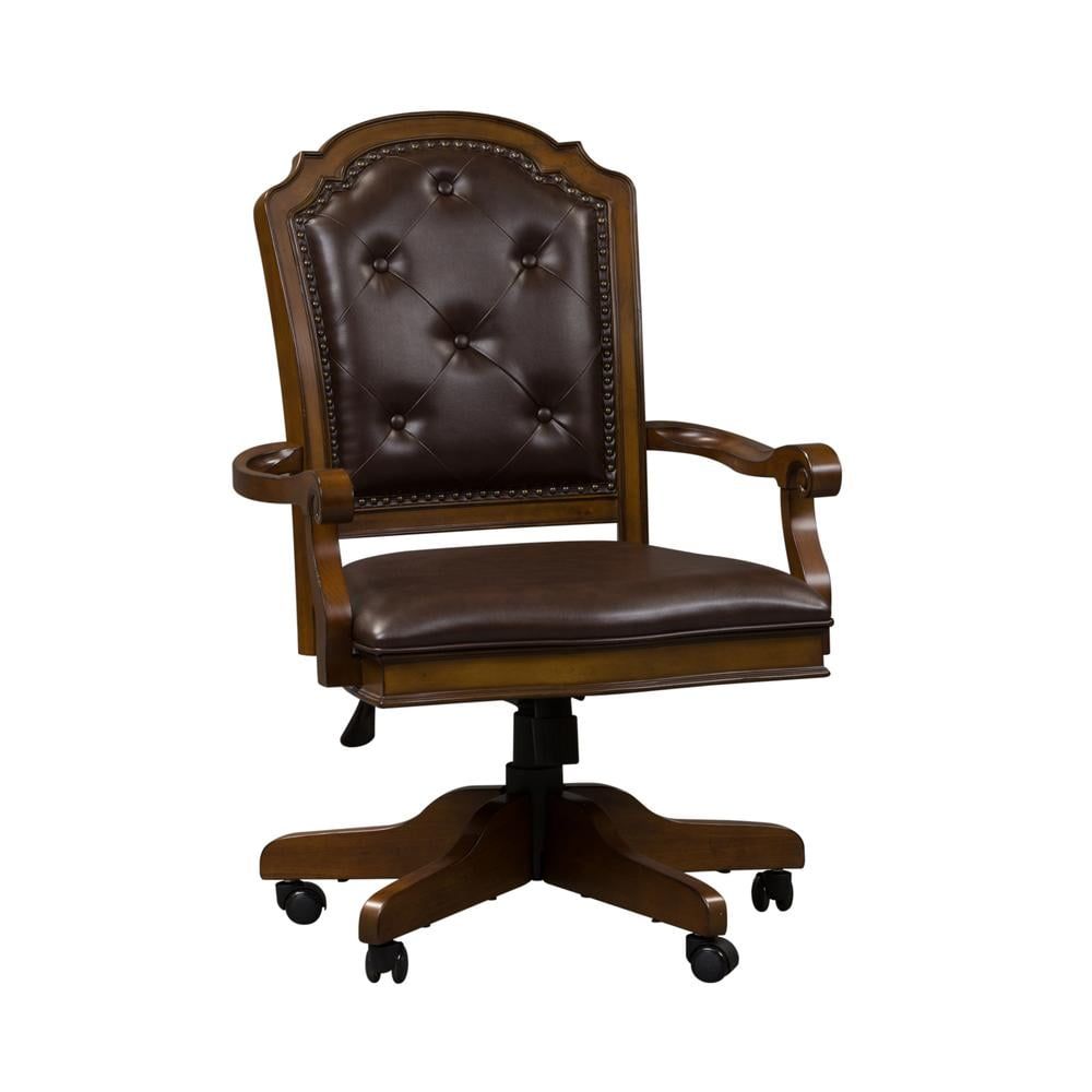 Amelia Medium Brown Tufted Vinyl Executive Office Chair