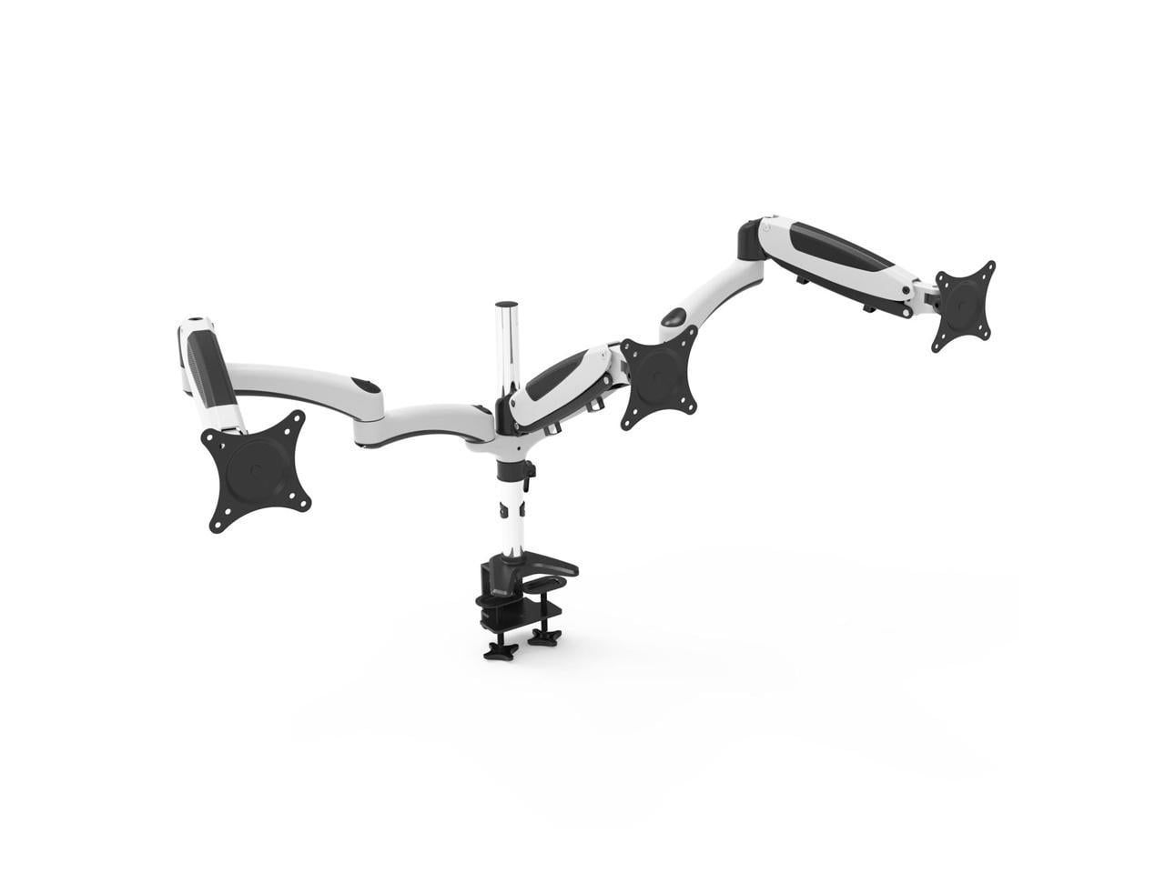 White and Black Triple Monitor Mount with Articulating Arms