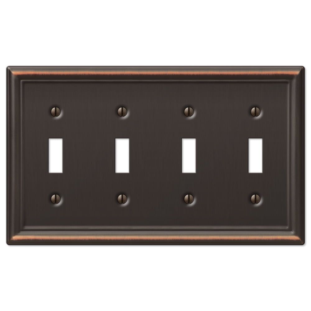 Aged Bronze Steel Quad Toggle Wallplate