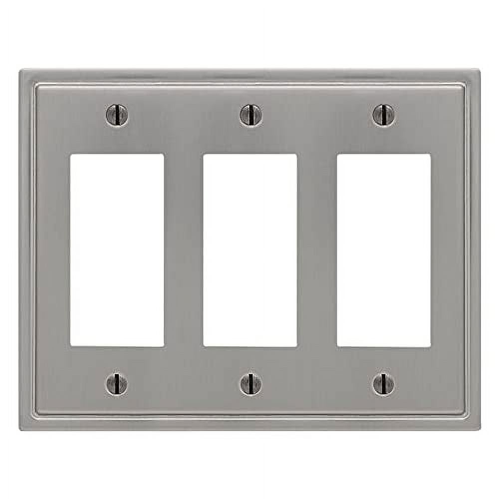 Brushed Nickel Triple Rocker Steel Wallplate