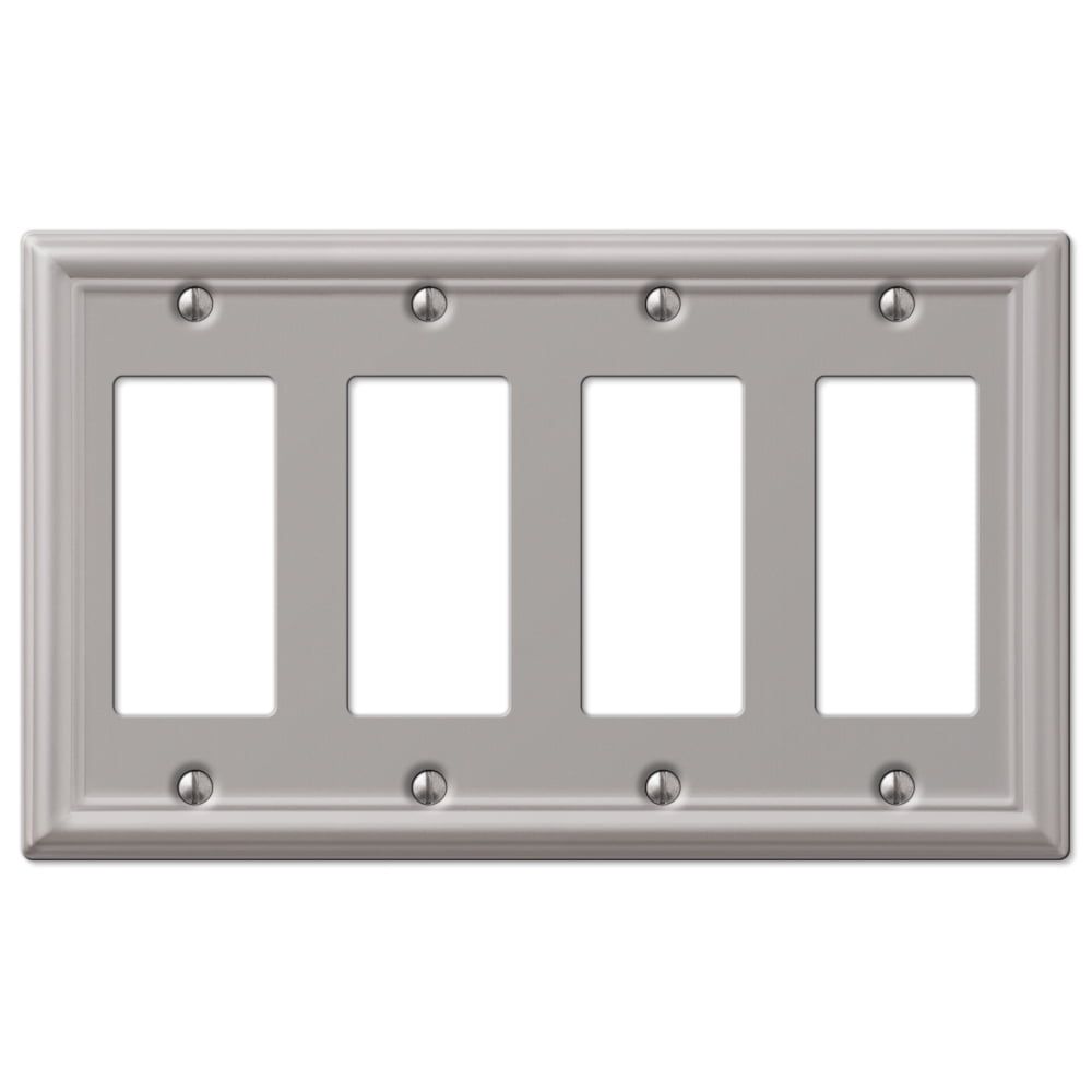 Brushed Nickel Steel Quad Rocker Wallplate